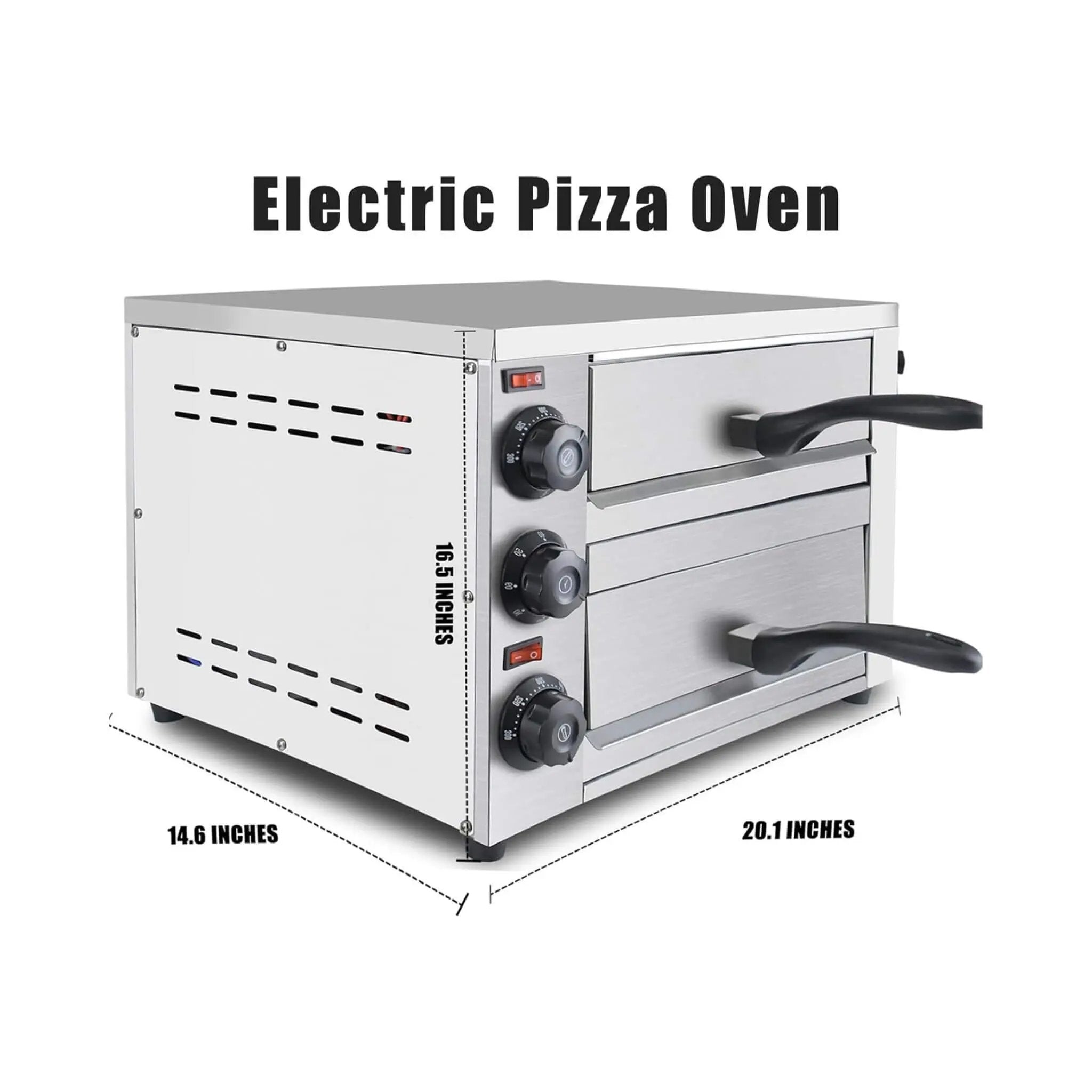 Heavy-Duty 14-Inch Commercial Stainless Steel Electric 2-Tier Tabletop Pizza Oven With Timer (SAK90432) by SAKSBY WHOLESALE