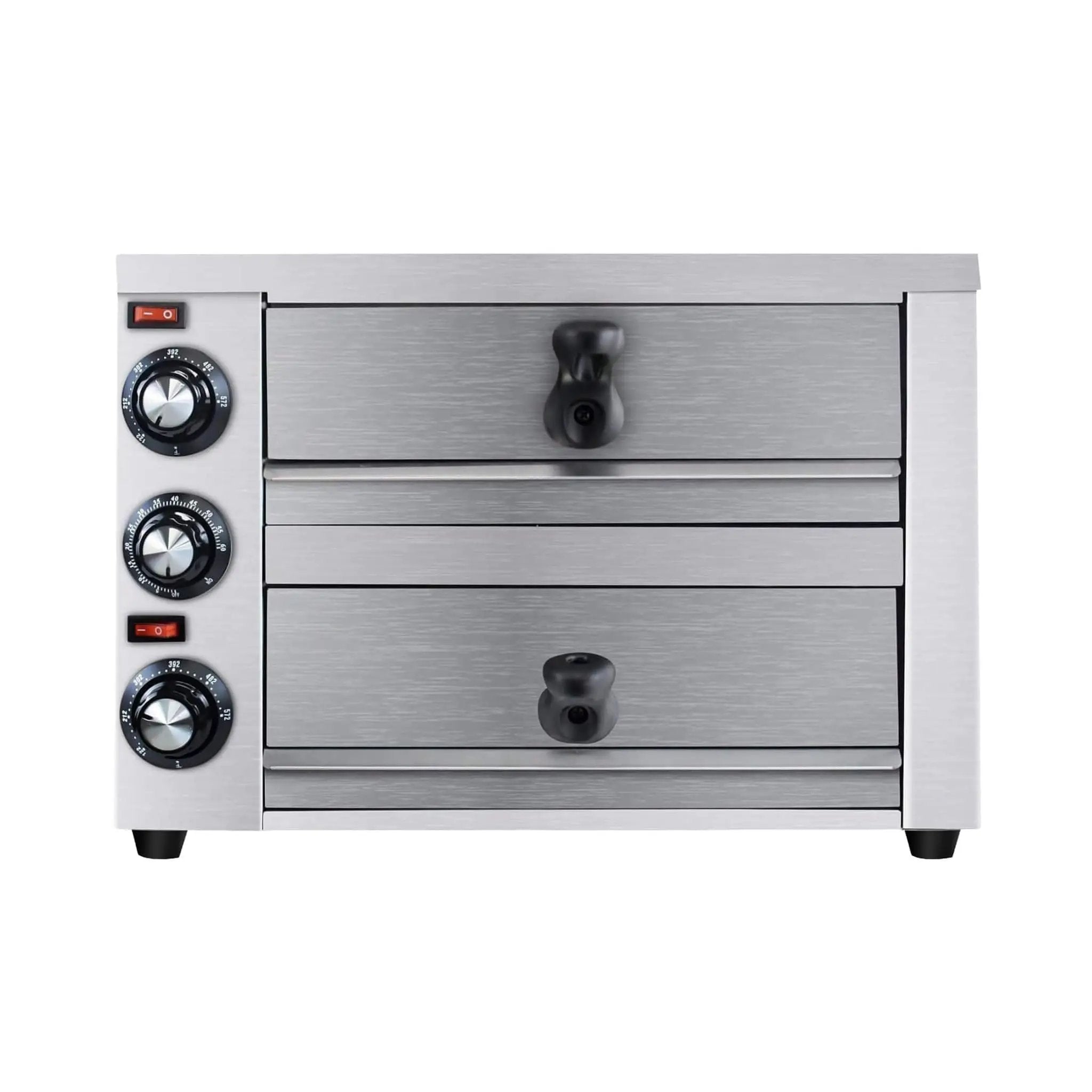 Heavy-Duty 14-Inch Commercial Stainless Steel Electric 2-Tier Tabletop Pizza Oven With Timer (SAK90432) by SAKSBY WHOLESALE