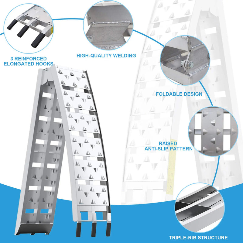 Heavy-Duty 1500LB 7.5FT Folding Aluminum Loading Ramps Set (SAK30158) by SAKSBY WHOLESALE