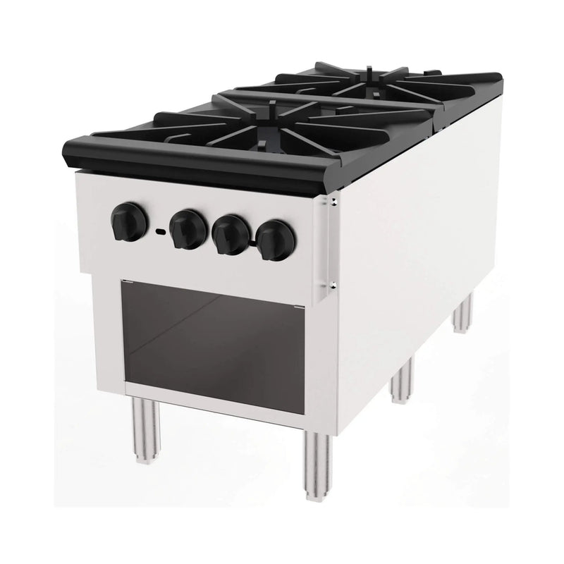 Heavy-Duty 18K BTU Commercial 2-Burner Stainless Steel Gas Stove Range (SAK40721) by SAKSBY WHOLESALE