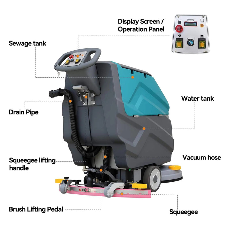 Heavy-Duty 22-Inch Industrial Walk-Behind Floor Scrubber With Squeegee Suction (SAK90834) by SAKSBY WHOLESALE