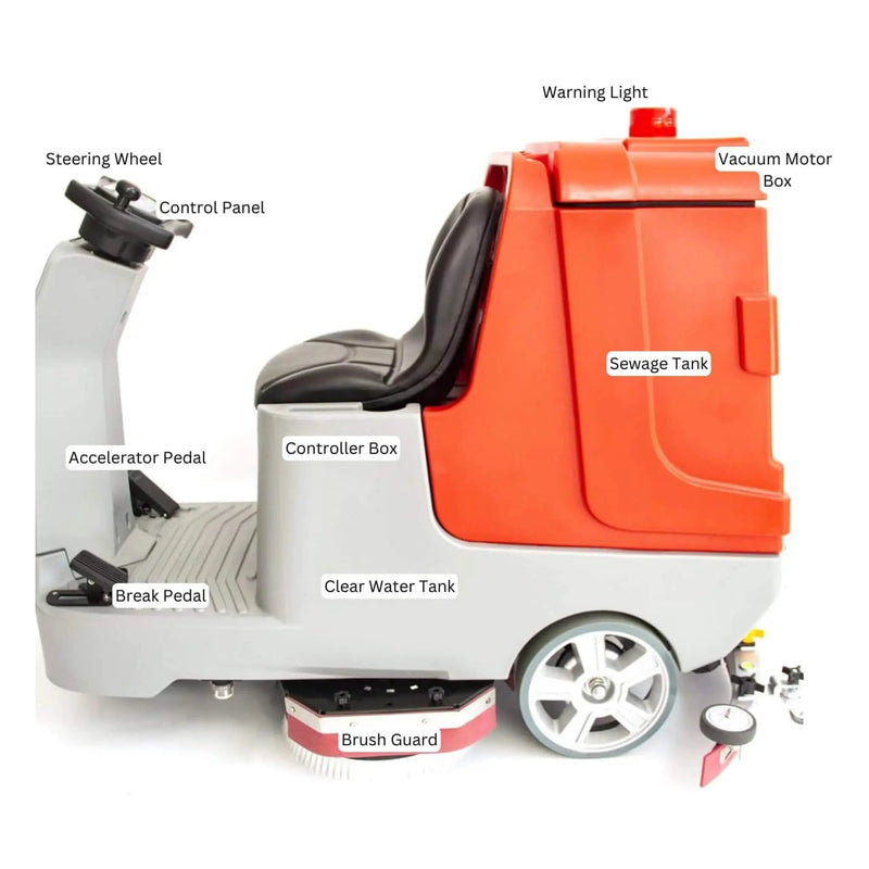 Heavy-Duty 34-Inch Industrial Ride-On Floor Scrubber Machine (SAK63290) by SAKSBY WHOLESALE