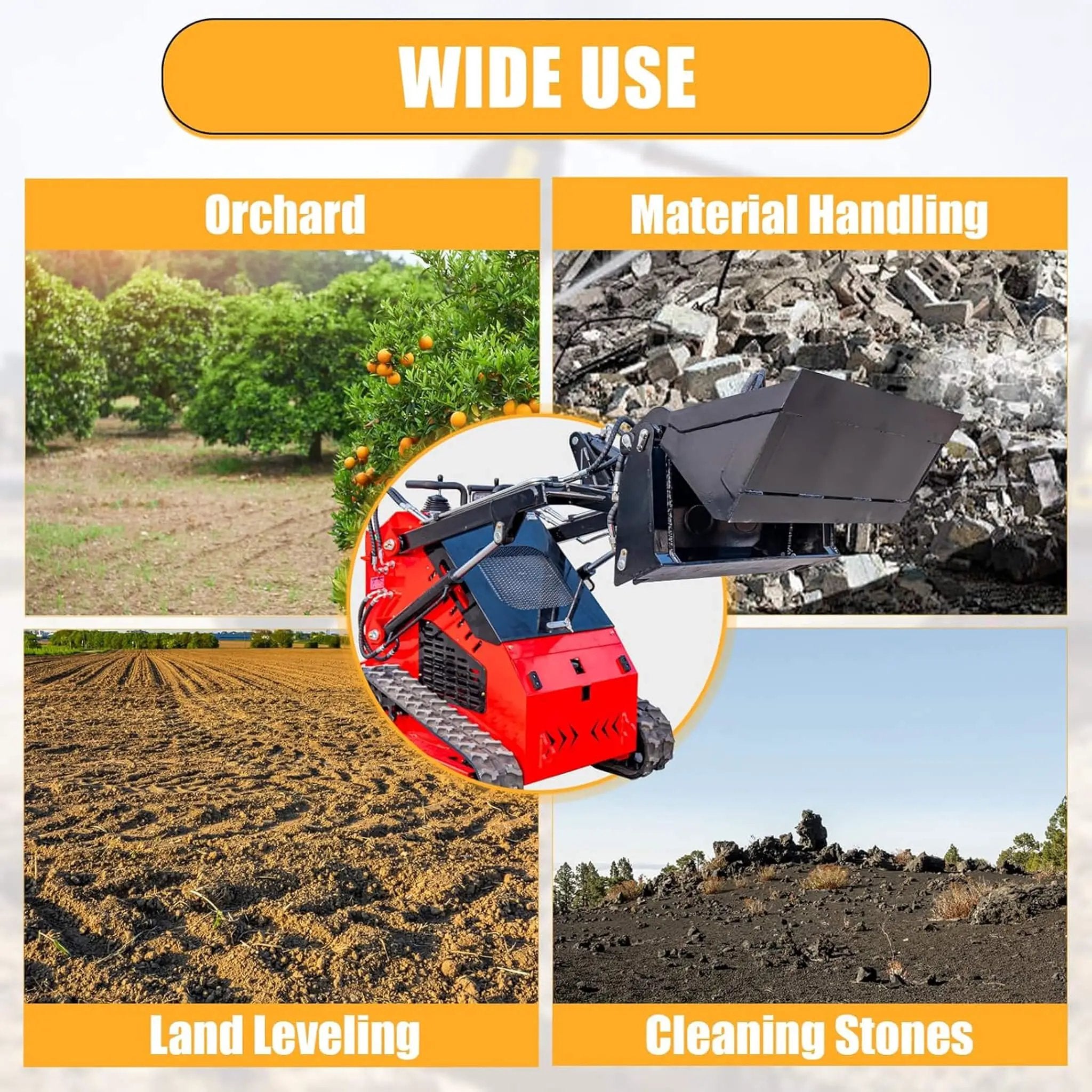 Heavy-Duty 4-In-1 Multipurpose Mini Skid Steer Bucket Combo Attachment (SAK12847) by SAKSBY WHOLESALE