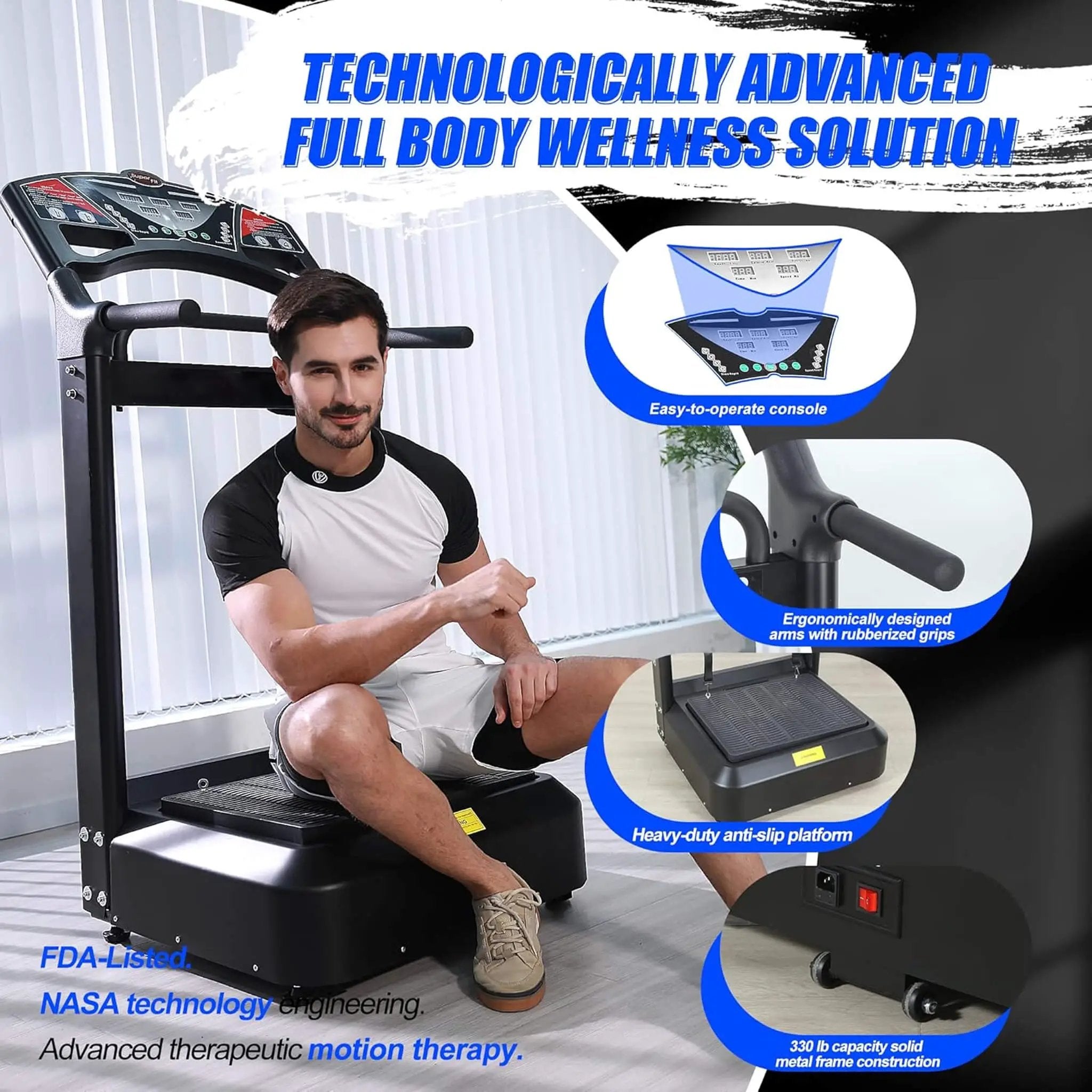 Rovix Heavy-Duty 400LBS Whole Body Vibration Plate Workout Machine (SAK57390) by SAKSBY WHOLESALE