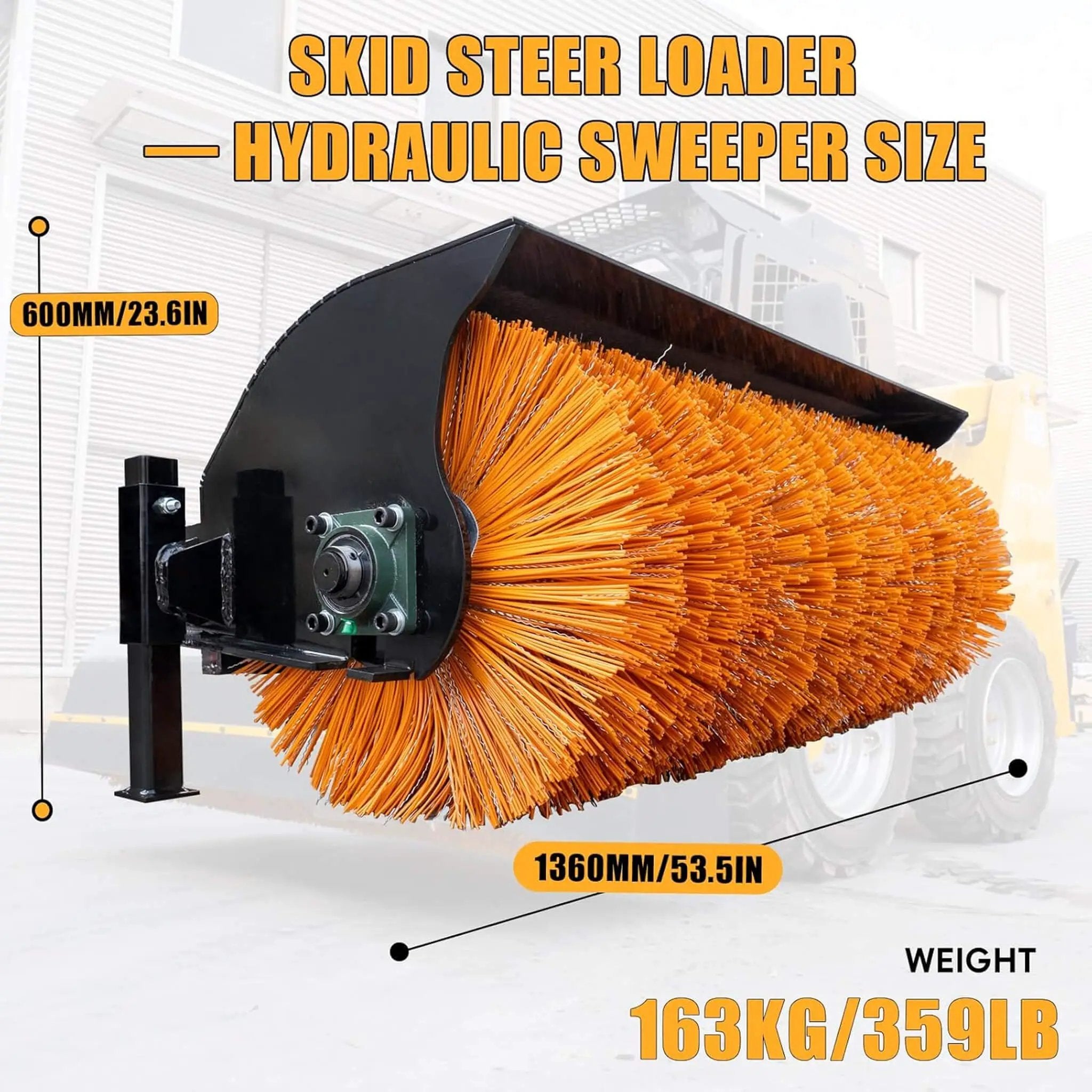 Heavy-Duty 41-Inch Hydraulic Skid Steer Broom Sweeper Attachment With Angle Tilt (SAK20963) by SAKSBY WHOLESALE
