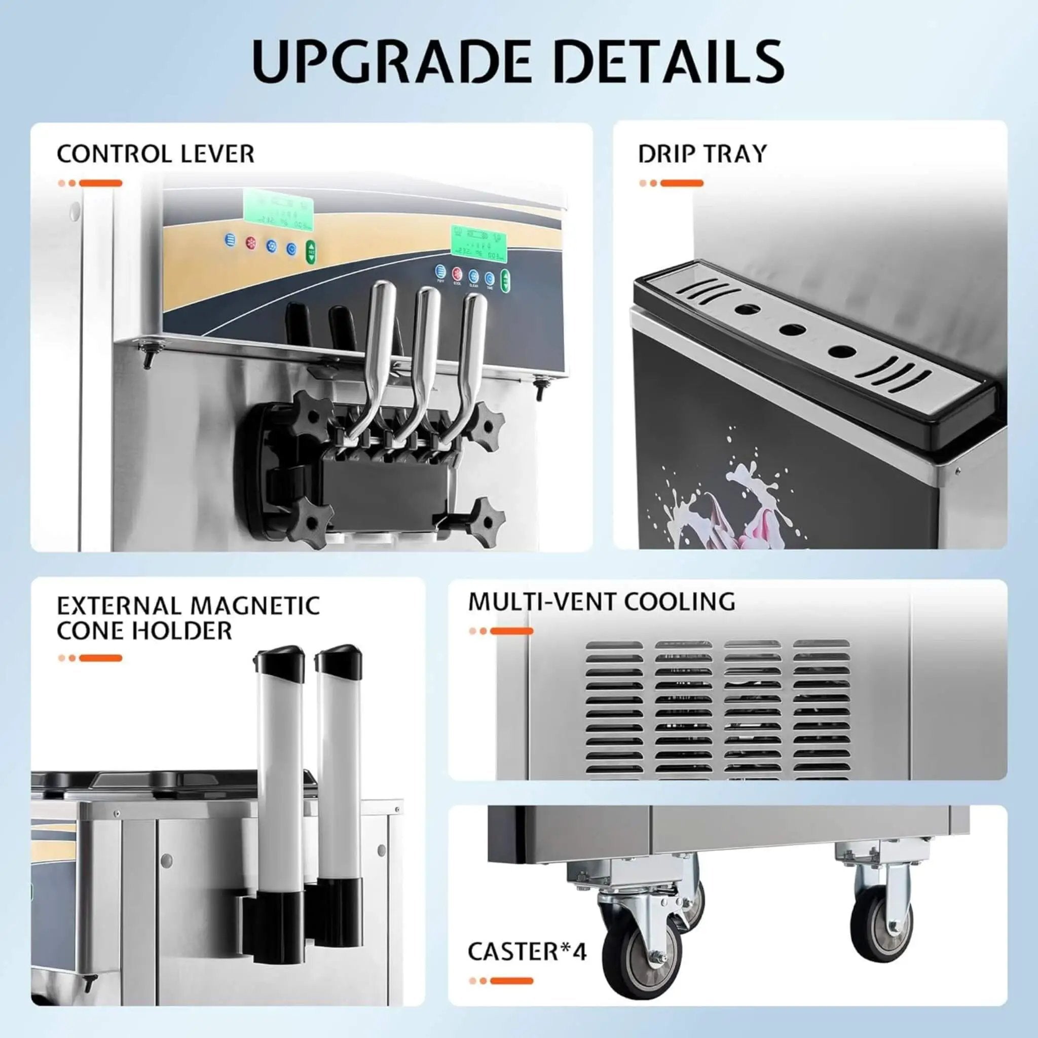 Heavy-Duty 45L/H 3-Flavor Dual Compressor Commercial Soft Serve Ice Cream Machine (SAK43195) by SAKSBY WHOLESALE