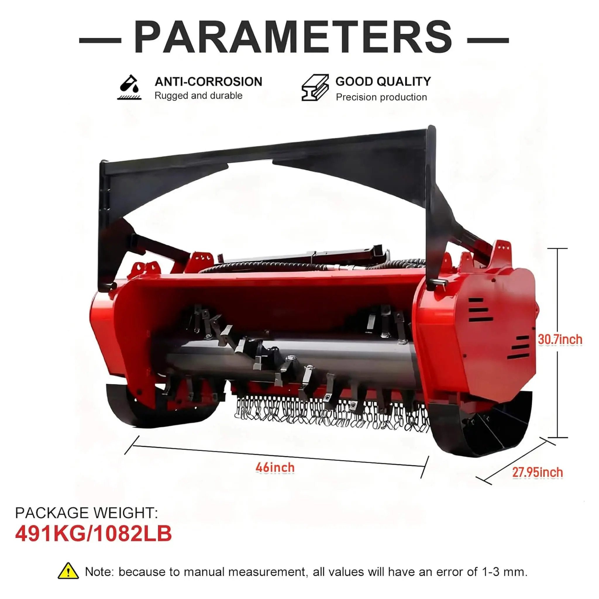 Heavy-Duty 46-Inch Drum Forestry Skid Steer Mulcher Attachment (SAK30495) by SAKSBY WHOLESALE