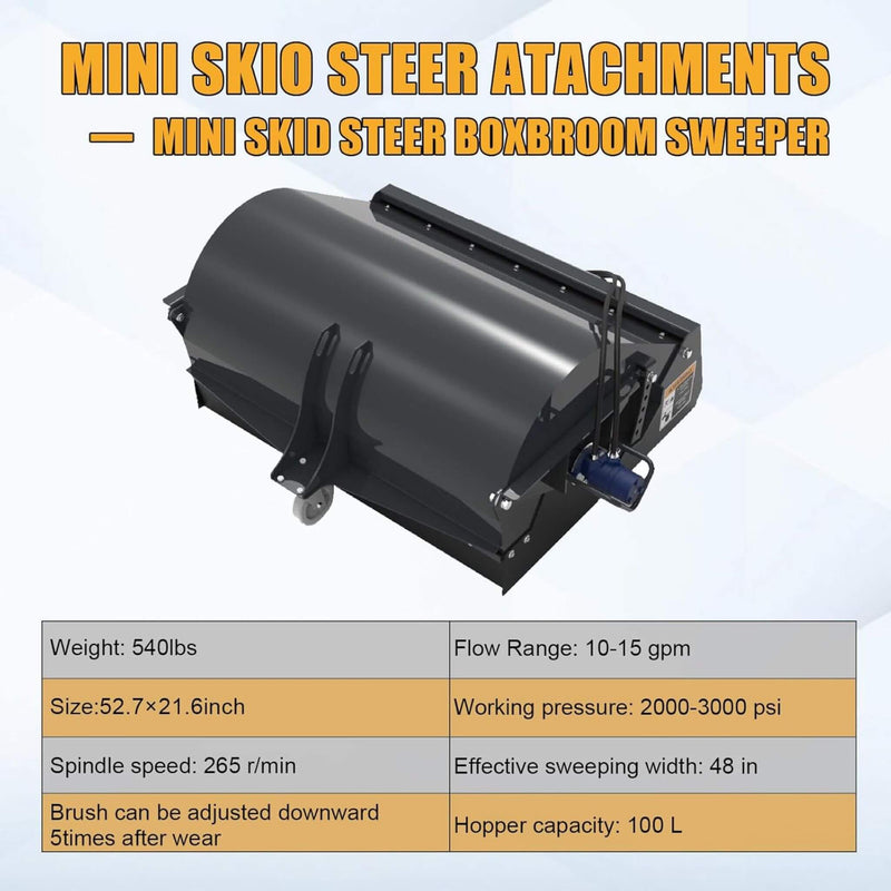 Heavy-Duty 48-Inch Mini Skid Steer Sweeper Attachment (SAK94820) by SAKSBY WHOLESALE