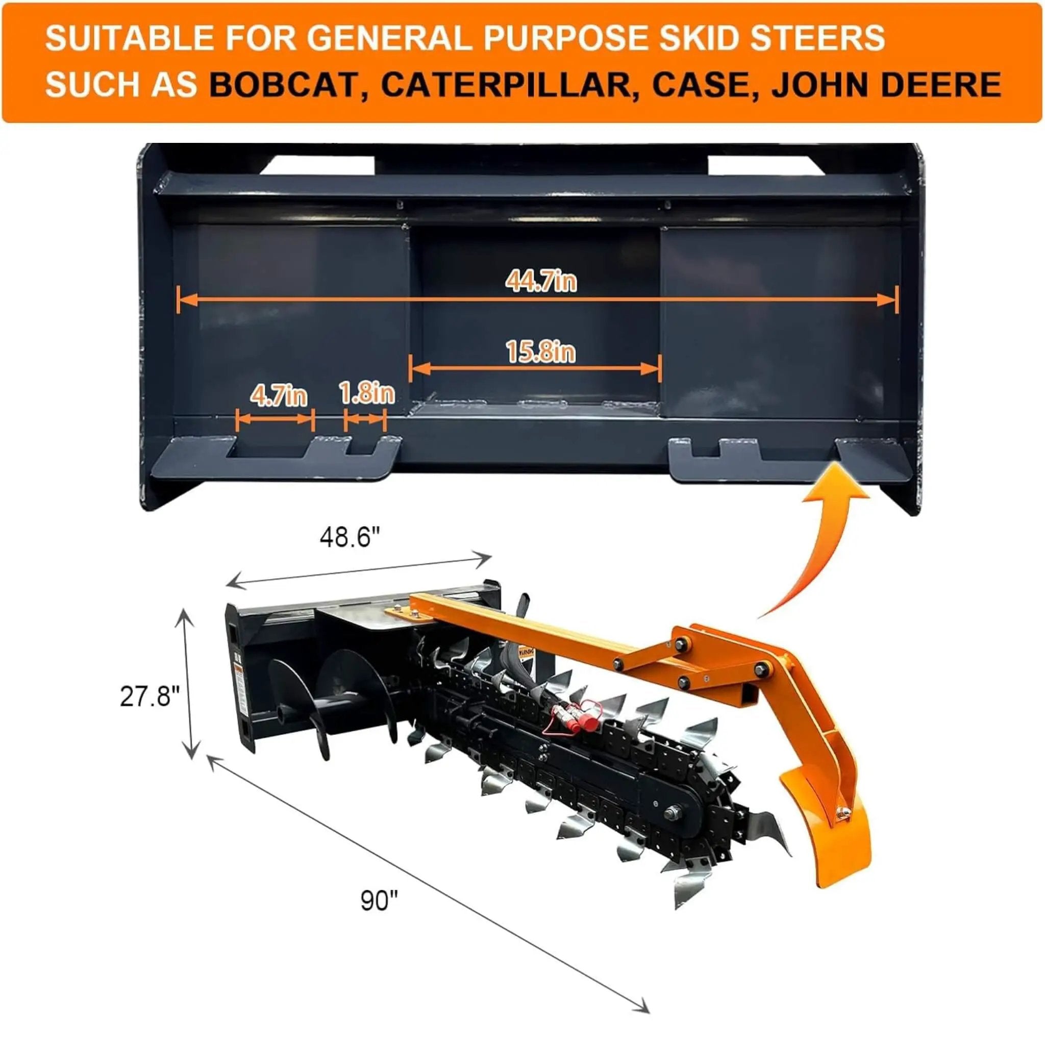 Heavy-Duty 48-Inch Skid Steer Attachment Trencher With Auger (SAK16842) by SAKSBY WHOLESALE