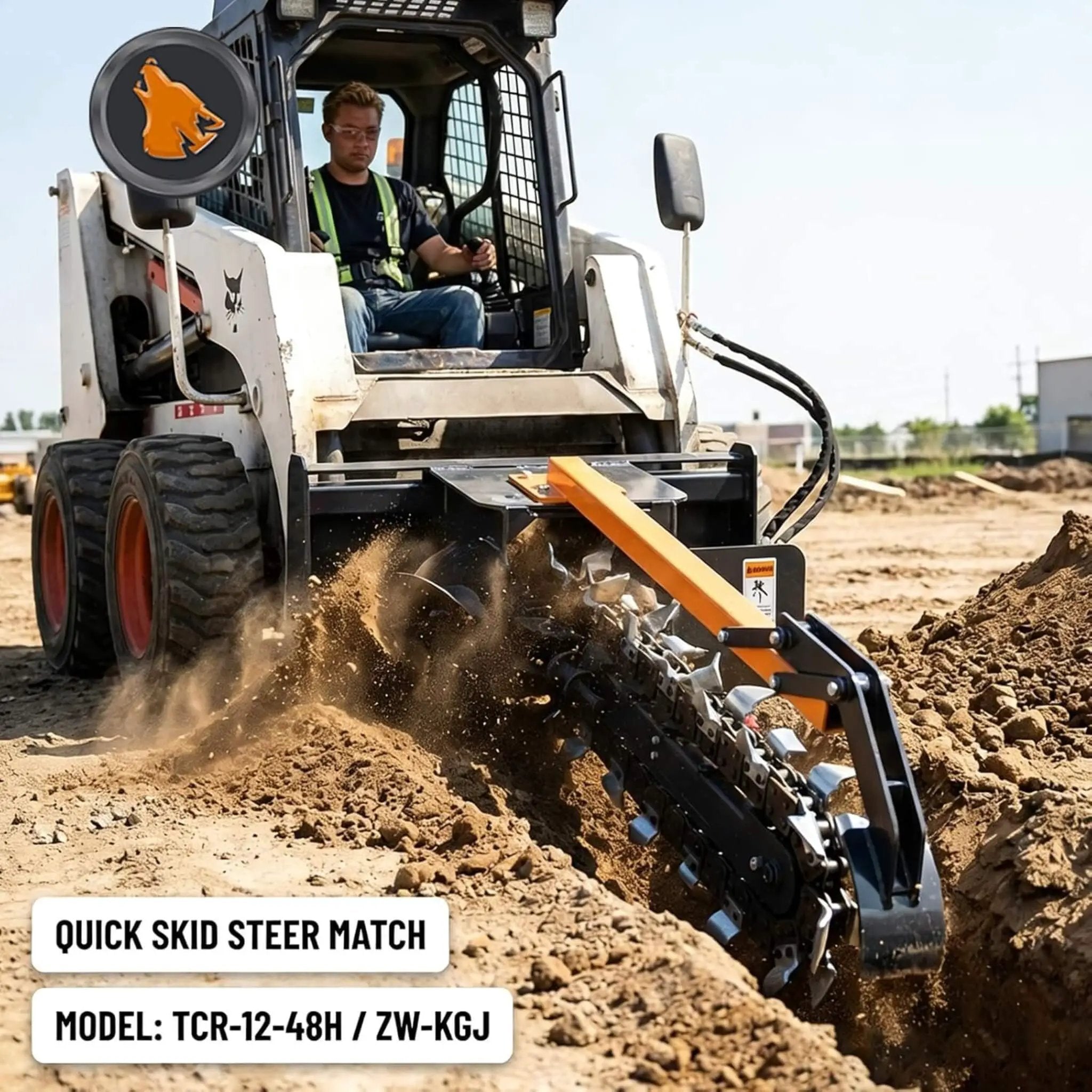 Heavy-Duty 48-Inch Skid Steer Attachment Trencher With Auger (SAK16842) by SAKSBY WHOLESALE