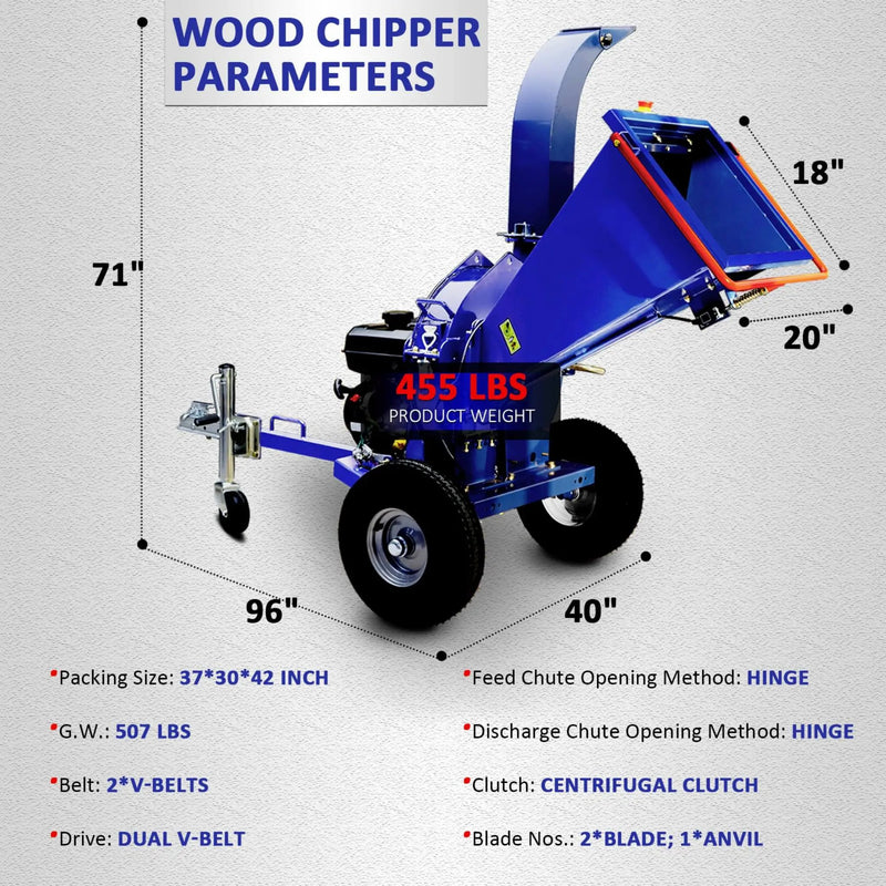 Heavy-Duty 5-Inch 15HP 420CC Gas Towable Disc Wood Chipper Shredder With Recoil Start (SAK51947) by SAKSBY WHOLESALE