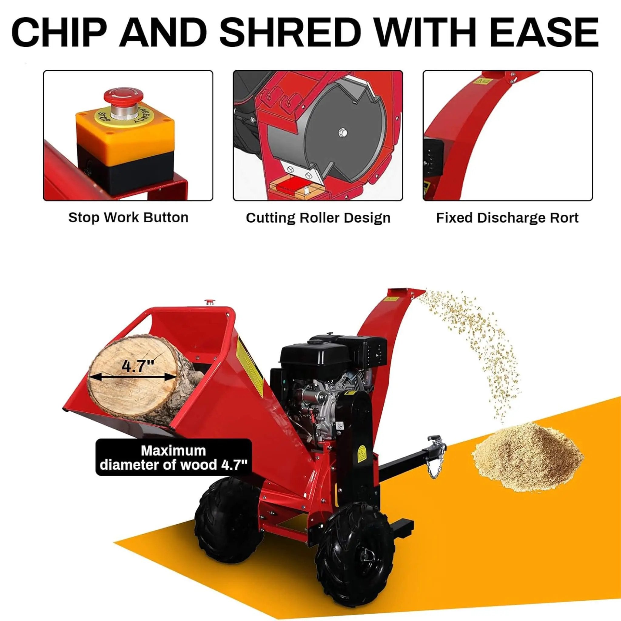 Heavy-Duty 5-Inch 420CC 15HP Towable Gas Wood Chipper Shredder Mulcher (SAK17493) by SAKSBY WHOLESALE