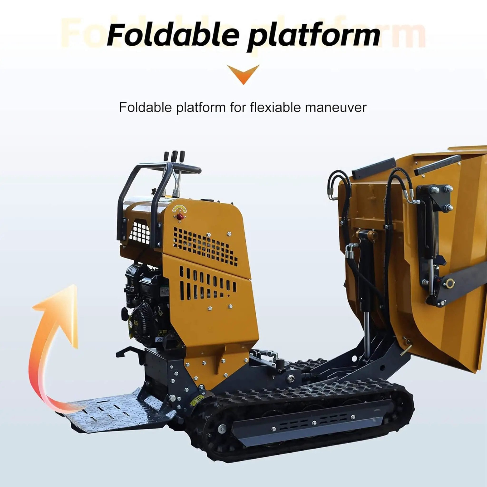 Heavy-Duty 6.5HP 1100LBS Tracked Hydraulic Dumper With Shovel (SAK62780) by SAKSBY WHOLESALE