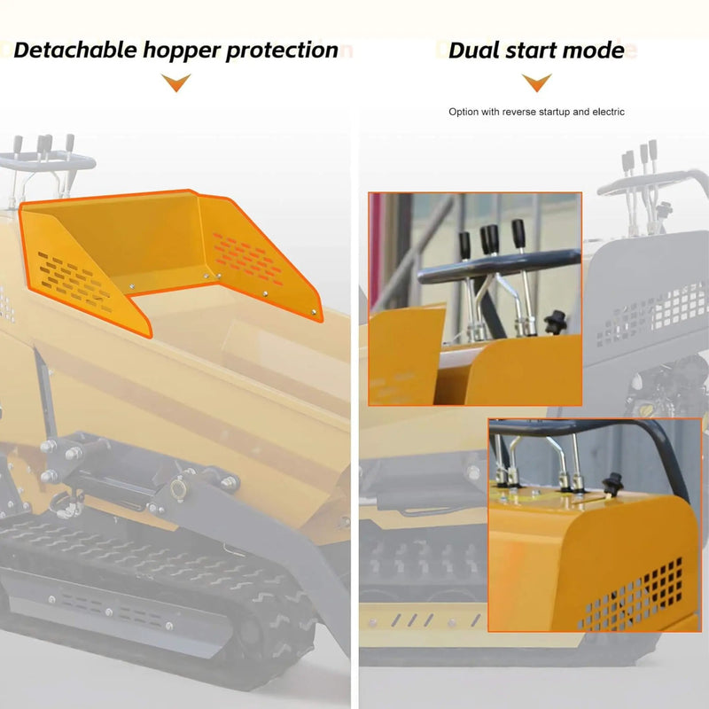 Heavy-Duty 6.5HP 1100LBS Tracked Hydraulic Dumper With Shovel (SAK62780) by SAKSBY WHOLESALE