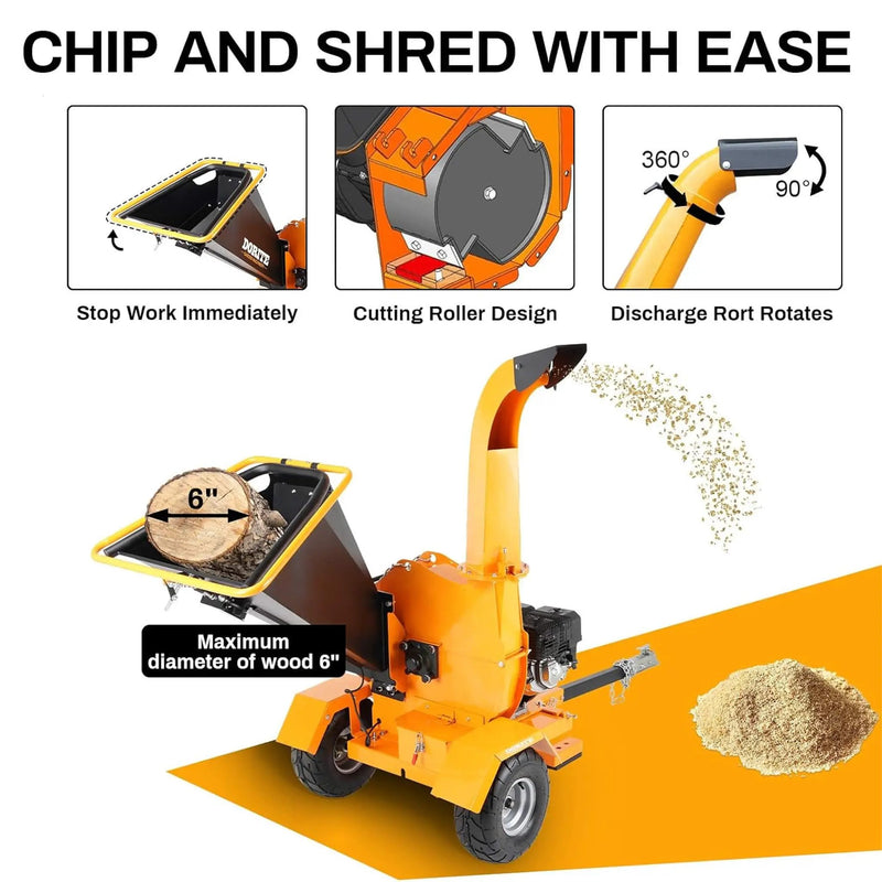 Heavy-Duty 6-Inch 420CC 15HP Towable Gas Wood Chipper Shredder (SAK84602) by SAKSBY WHOLESALE