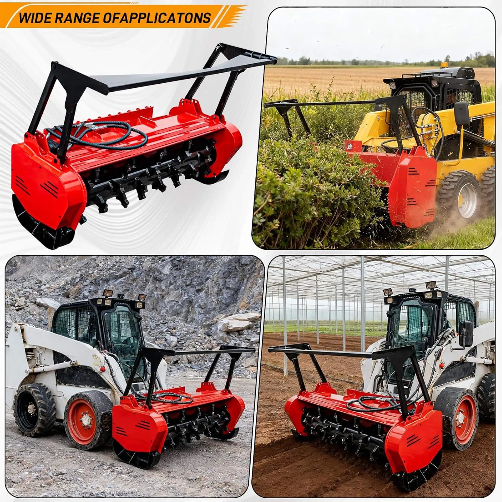 Heavy-Duty 60-Inch Hydraulic Forestry Mulcher Skid Steer Loader Attachment (SAK50792) by SAKSBY WHOLESALE