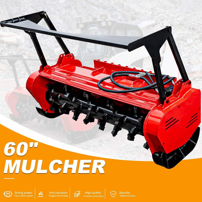 Heavy-Duty 60-Inch Hydraulic Forestry Mulcher Skid Steer Loader Attachment (SAK50792) by SAKSBY WHOLESALE