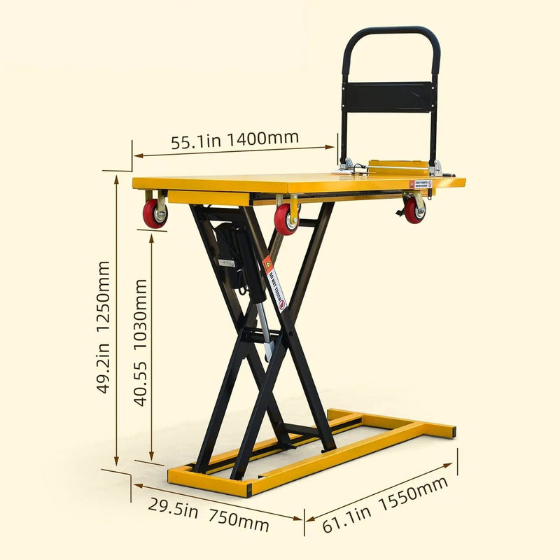 Heavy-Duty 660LBS Portable Electric Lift Table Handcart (SAK84613) by SAKSBY WHOLESALE
