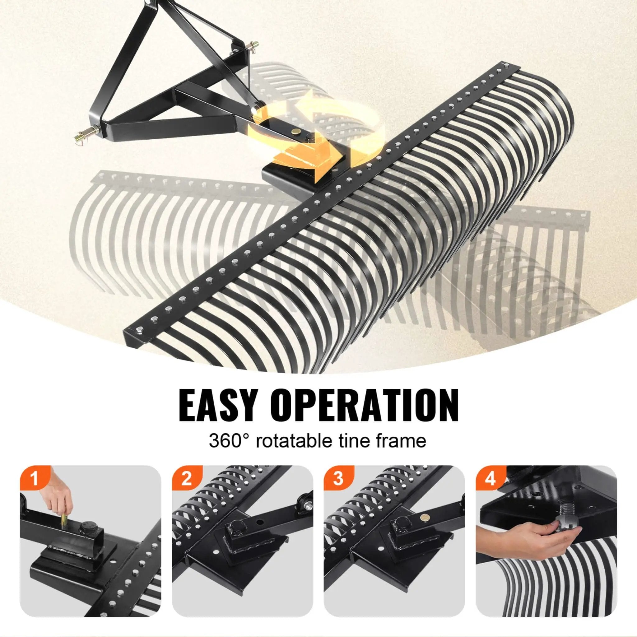 Heavy-Duty 72-Inch 3-Point Tow Behind Tractor Dethatcher Attachment With Steel Tines (SAK79426) by SAKSBY WHOLESALE