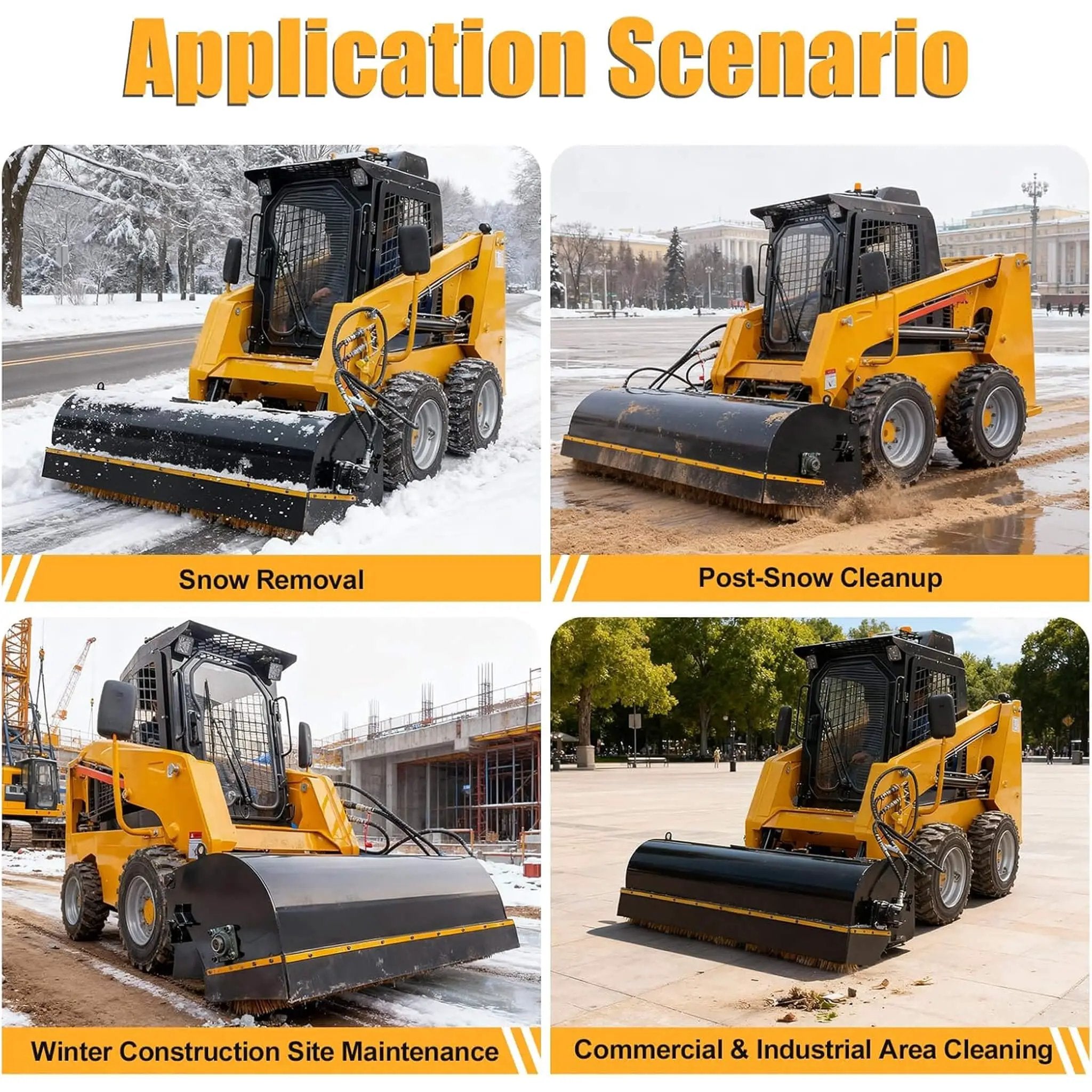 Heavy-Duty 72-Inch Industrial Skid Steer Sweeper Attachment (SAK87013) by SAKSBY WHOLESALE