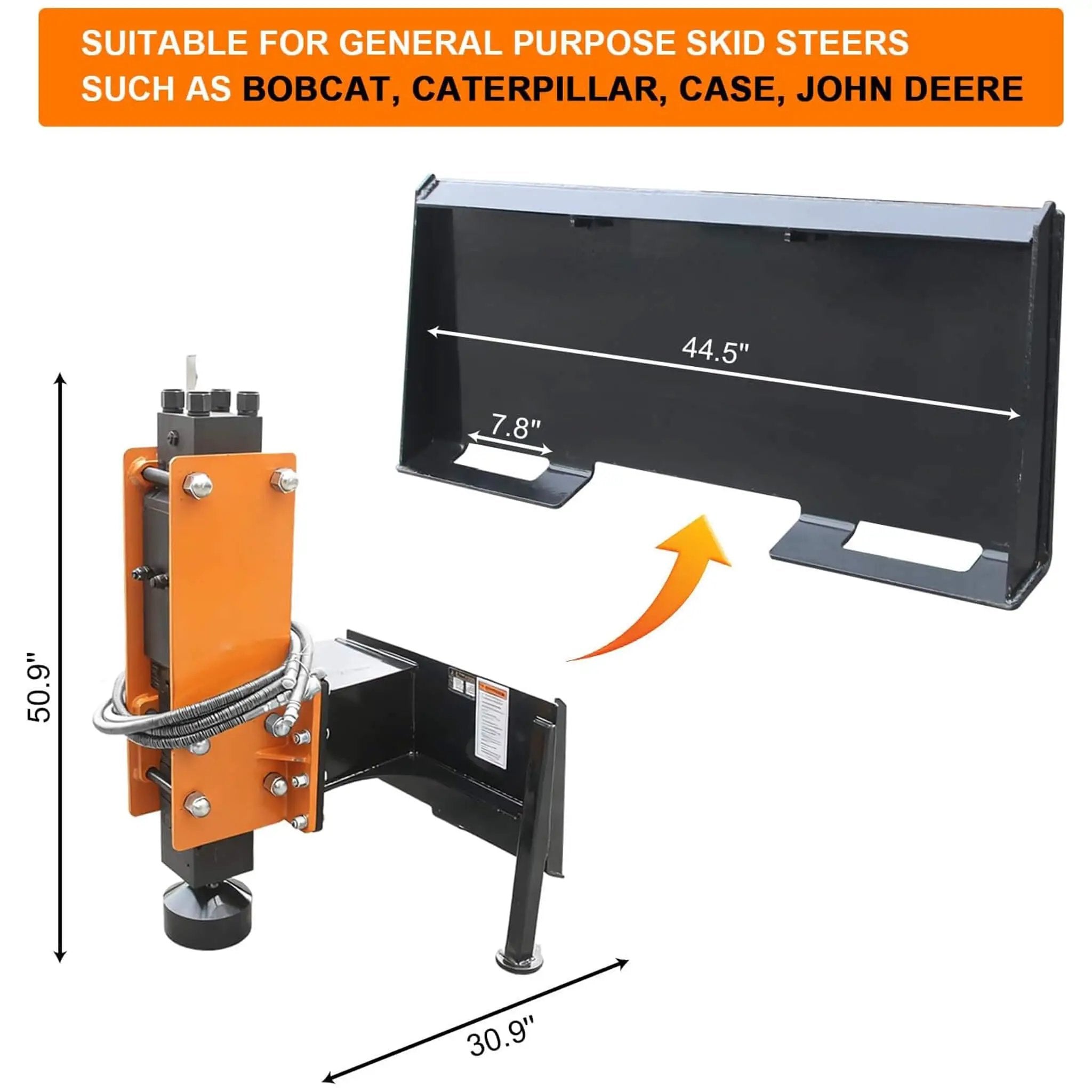 Heavy-Duty 750 FT-LB Hydraulic Skid Steer Pile Hammer Attachment (SAK59134) by SAKSBY WHOLESALE