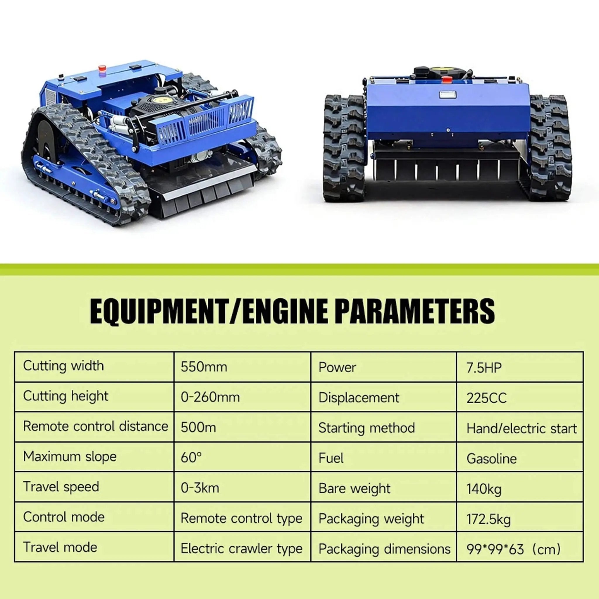 Heavy-Duty 7HP Commercial Remote-Controlled Tracked Gasoline Lawn Mower (SAK94270) by SAKSBY WHOLESALE