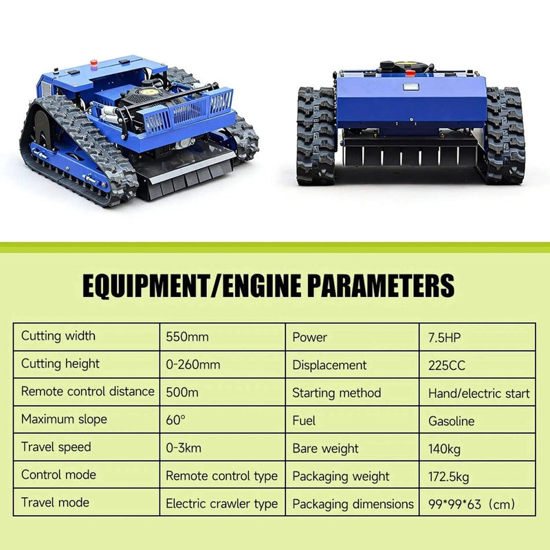 Heavy-Duty 7HP Commercial Remote-Controlled Tracked Gasoline Lawn Mower (SAK94270) by SAKSBY WHOLESALE