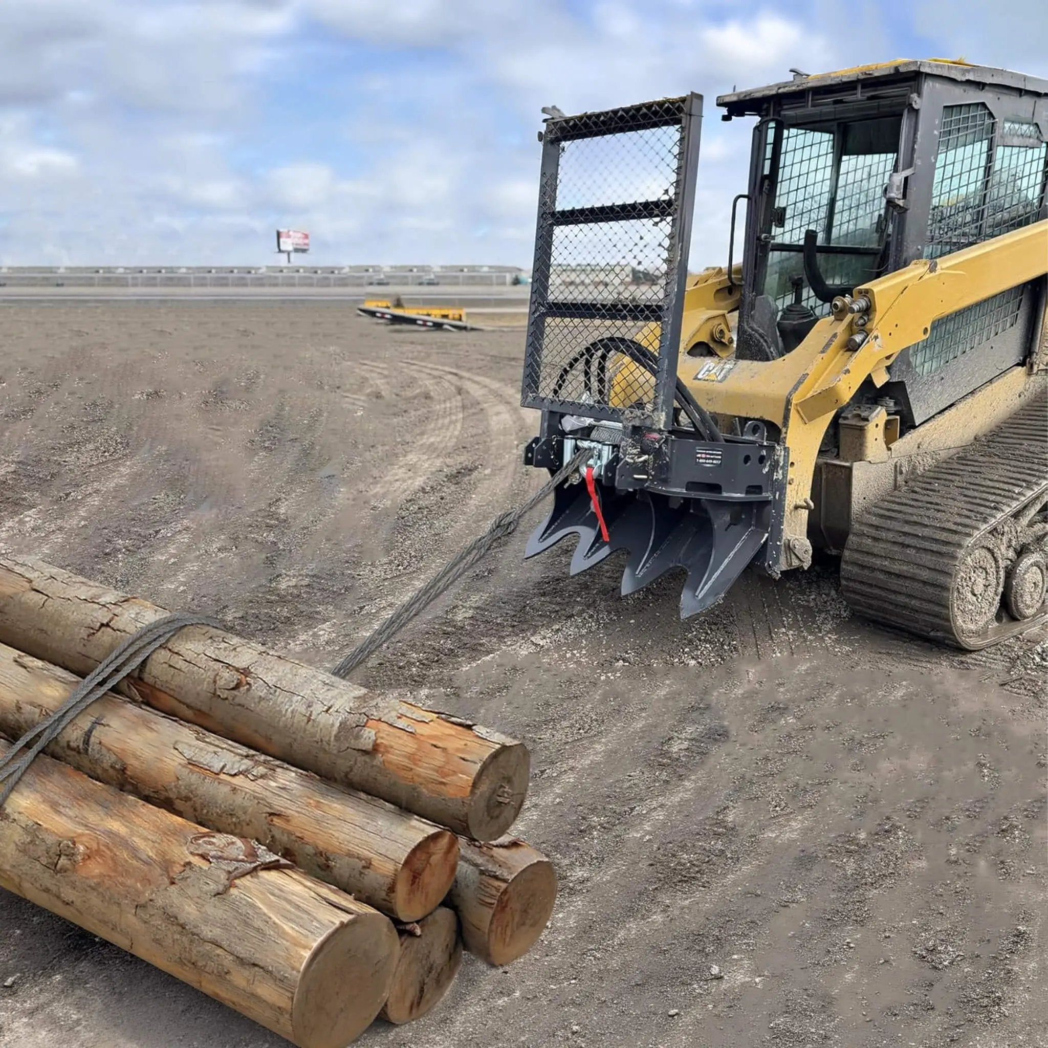 Heavy-Duty 7.5T Forestry Logging Winch Skid Steer Attachment With 100FT Steel Cable (SAK63902) by SAKSBY WHOLESALE