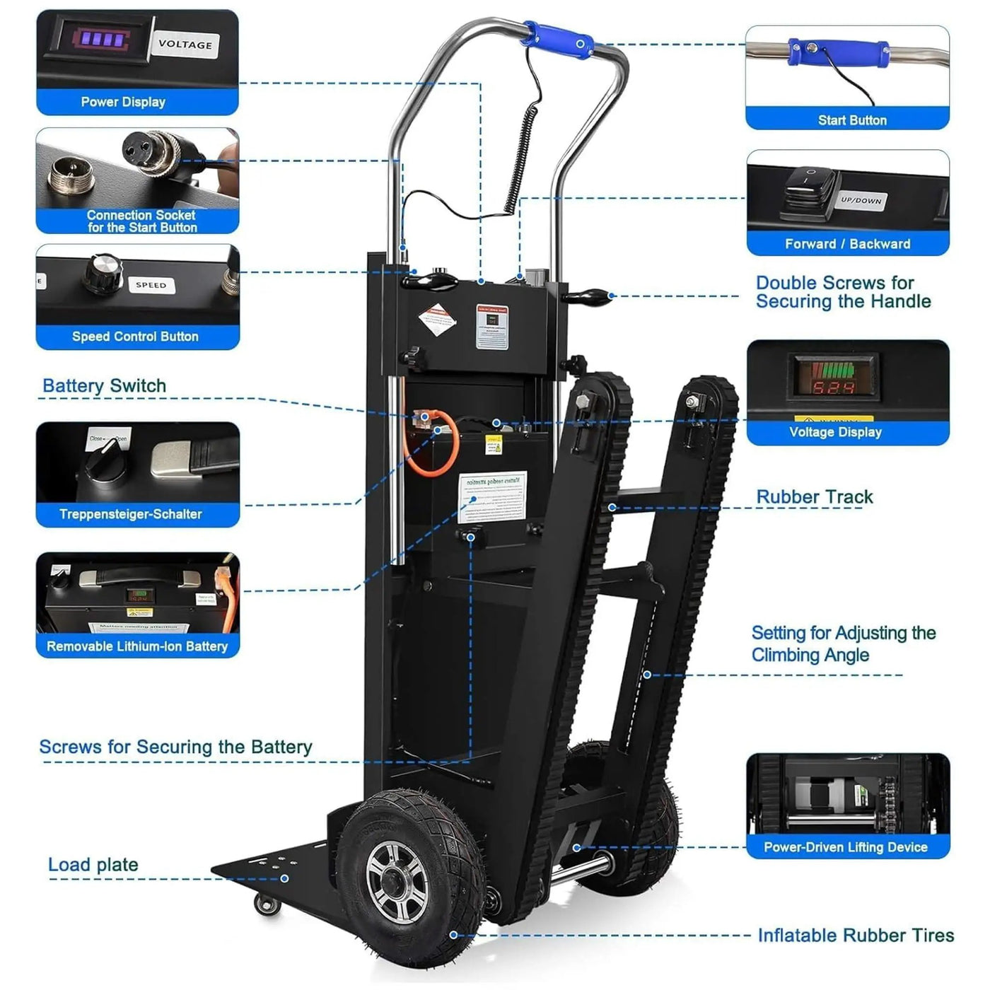 Heavy-Duty 900LBS Electric Motorized Stair Climbing Dolly (SAK75803) by SAKSBY WHOLESALE