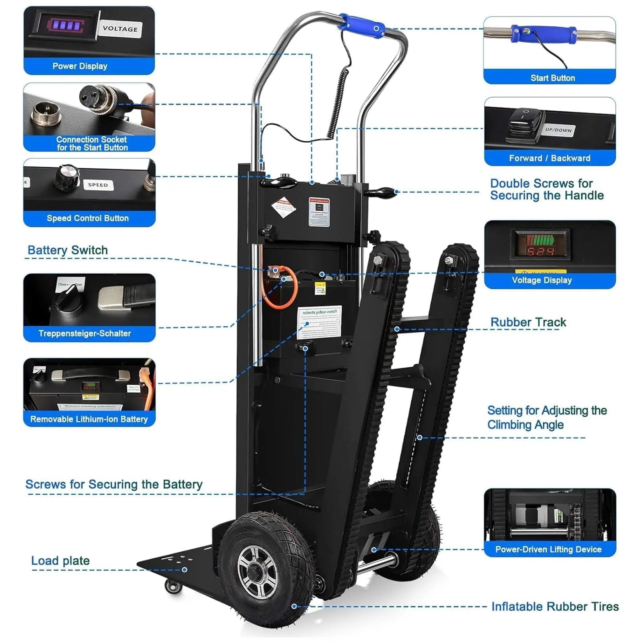 Heavy-Duty 900LBS Electric Motorized Stair Climbing Dolly (SAK75803) by SAKSBY WHOLESALE