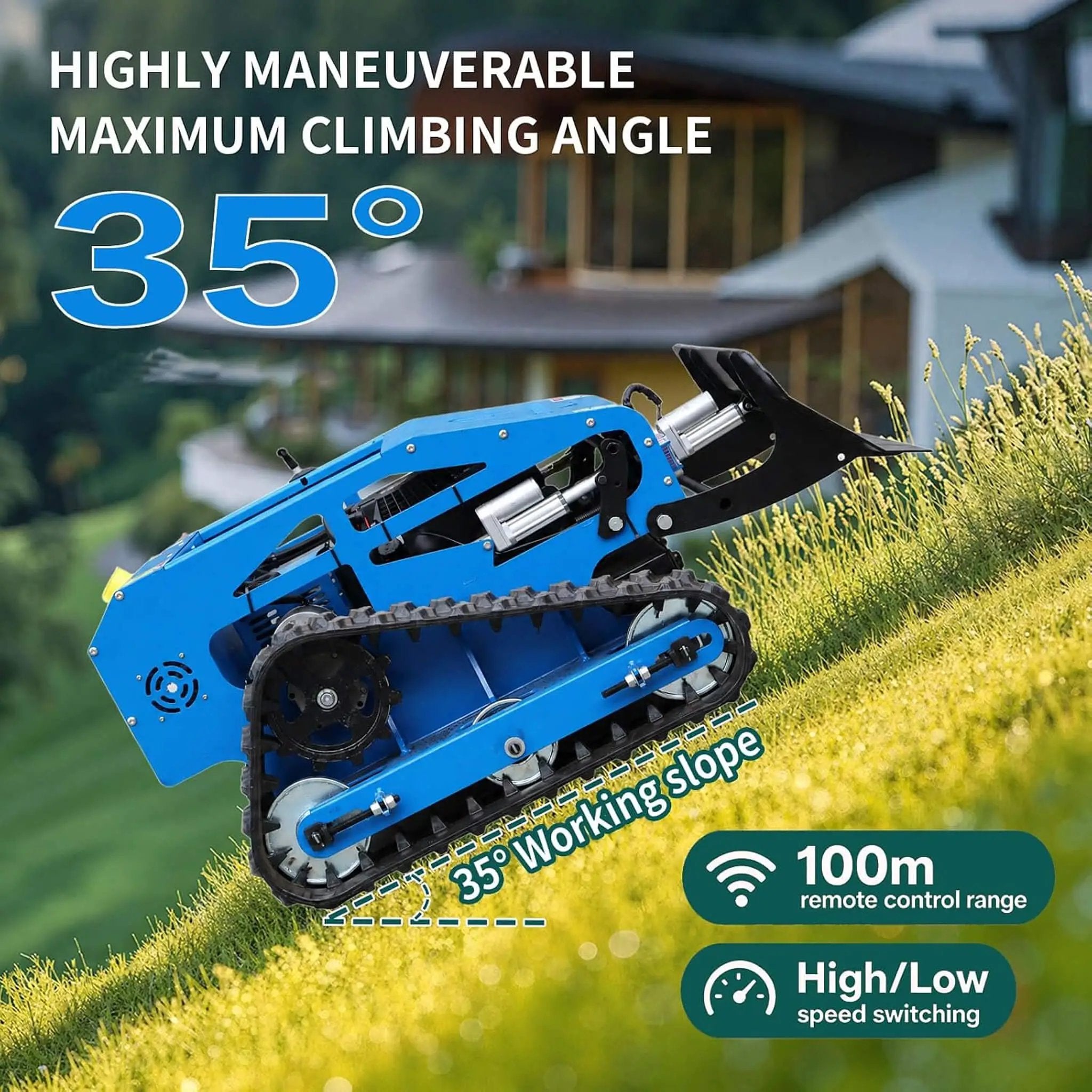 Heavy-Duty 9HP Remote-Controlled Track Gas Lawn Mower With Snow Plow (SAK71268) by SAKSBY WHOLESALE