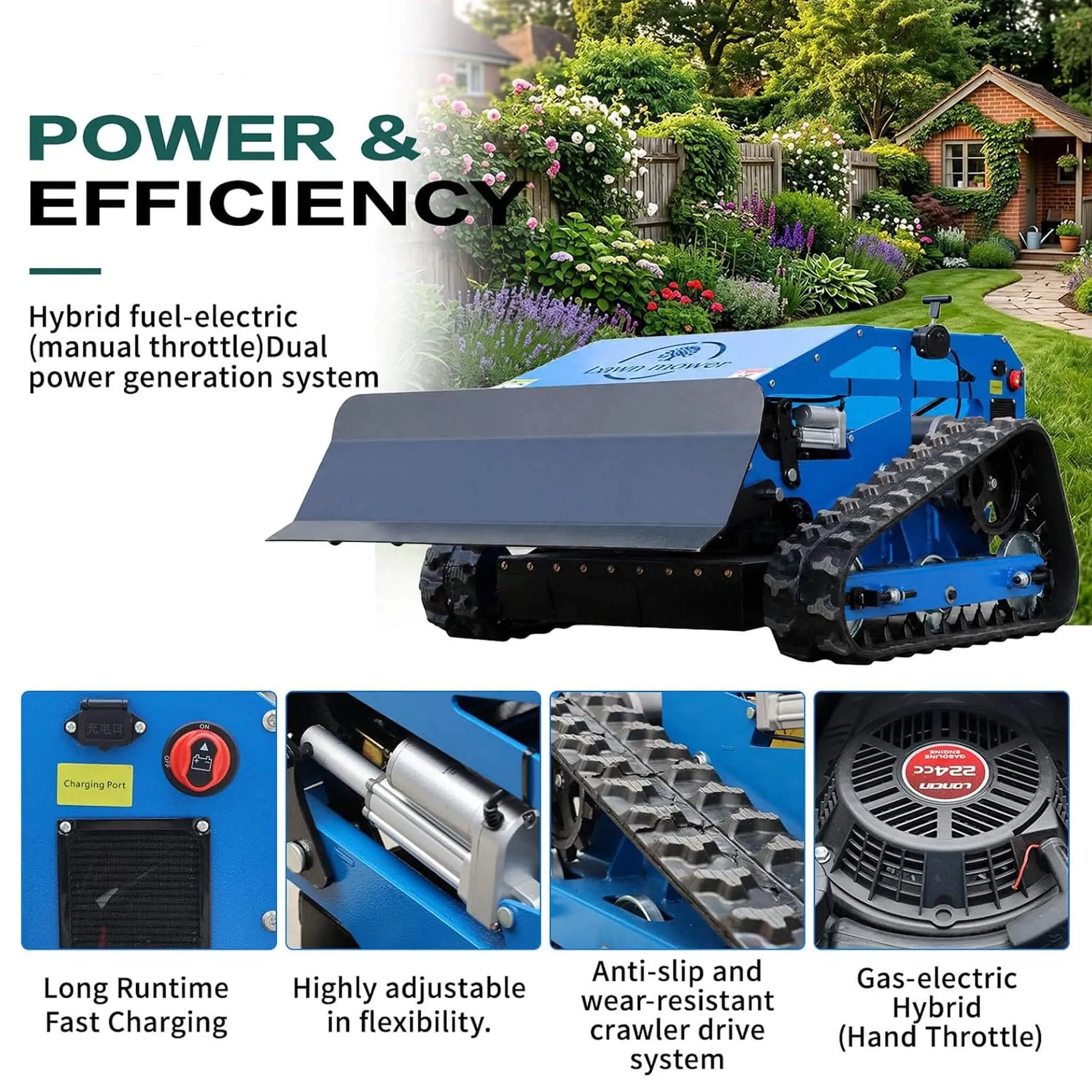 Heavy-Duty 9HP Remote-Controlled Track Gas Lawn Mower With Snow Plow (SAK71268) by SAKSBY WHOLESALE