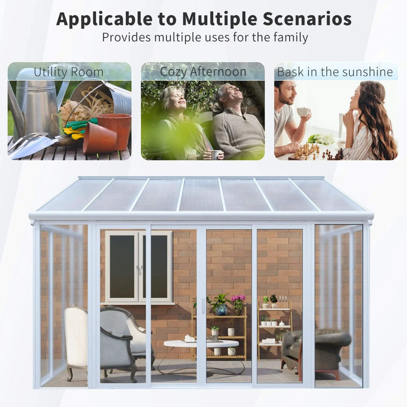 [10X14FT] Alora Lumina Heavy-Duty All-Season Aluminum Alloy Patio Sunroom With 3 Lockable Sliding Doors (SAK62713) by SAKSBY WHOLESALE