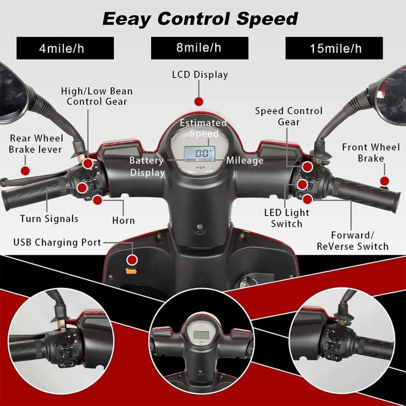 Zvg Heavy-Duty 800W All-Terrain Electric Powered Mobility Scooter For Seniors & Adults (SAK96314) by SAKSBY WHOLESALE