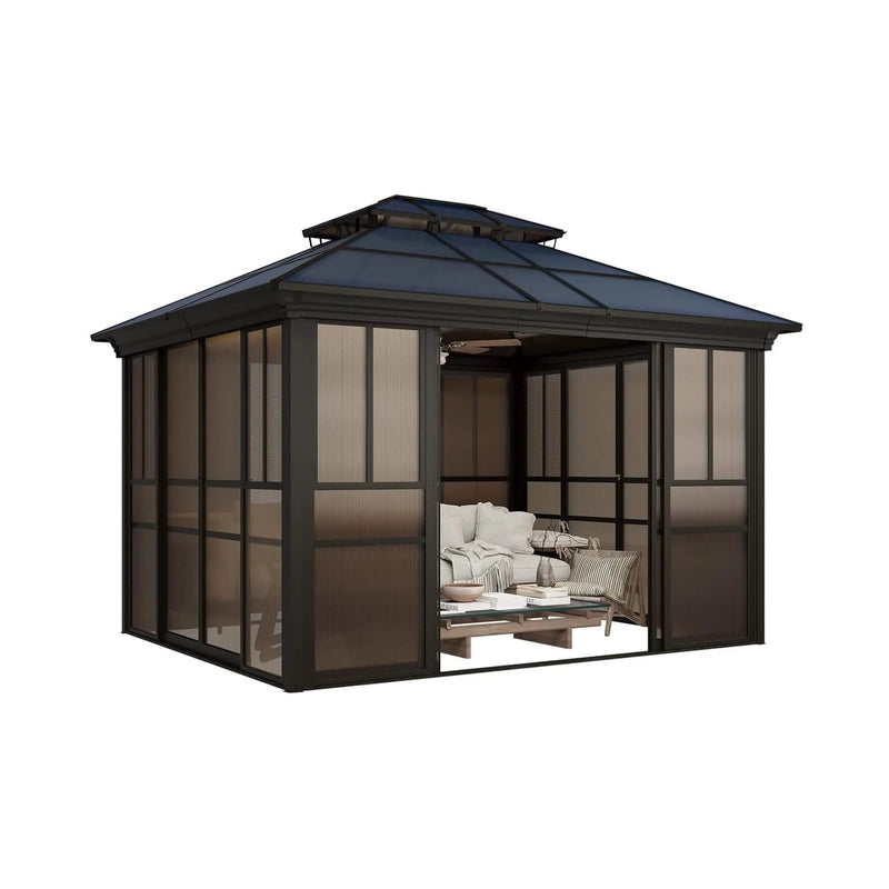 Alora Edge Heavy-Duty Aluminum Frame Outdoor Backyard Solarium With Polycarbornate Roof And Adjustable Panels (SAK68513) by SAKSBY WHOLESALE