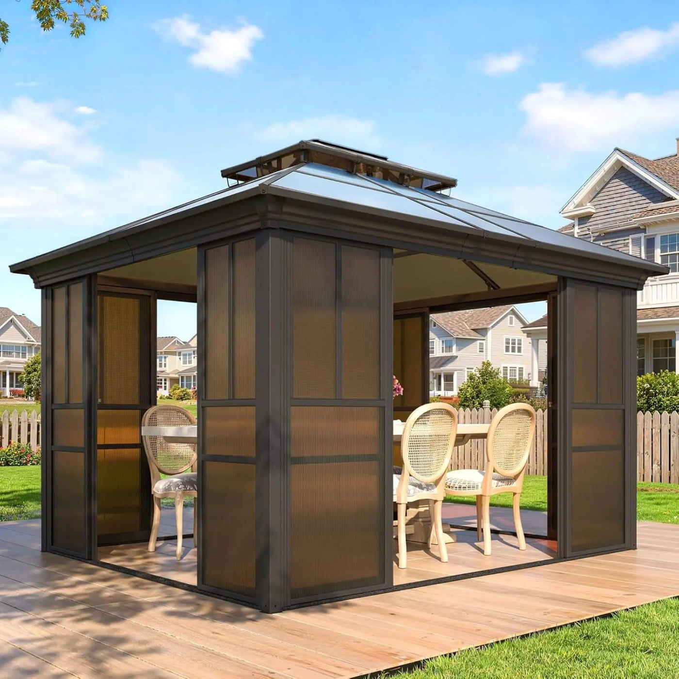 Alora Edge Heavy-Duty Aluminum Frame Outdoor Backyard Solarium With Polycarbornate Roof And Adjustable Panels (SAK68513) by SAKSBY WHOLESALE