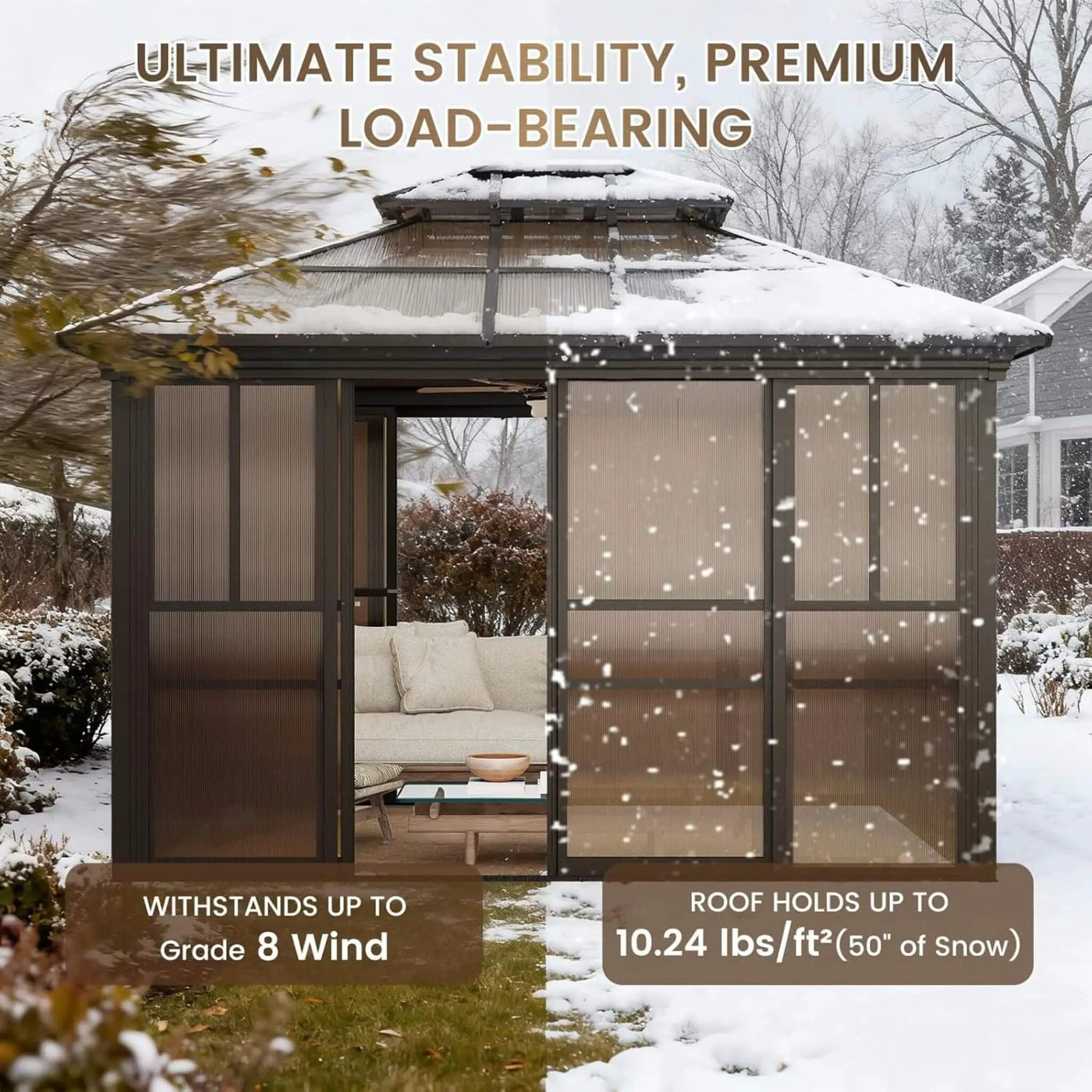 Alora Edge Heavy-Duty Aluminum Frame Outdoor Backyard Solarium With Polycarbornate Roof And Adjustable Panels (SAK68513) by SAKSBY WHOLESALE