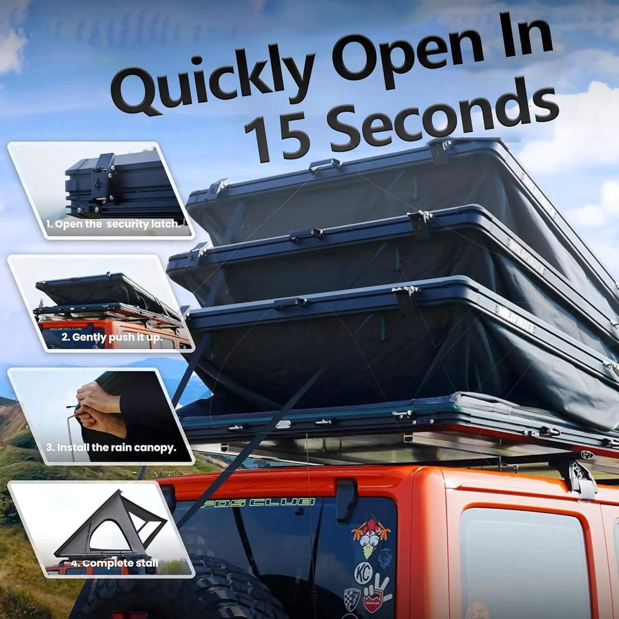 Trailora Ridge Heavy-Duty Aluminum Hard-Shell Rooftop Tent With Ladder, LED Lighting, And Memory Foam Mattress (SAK82931) by SAKSBY WHOLESALE