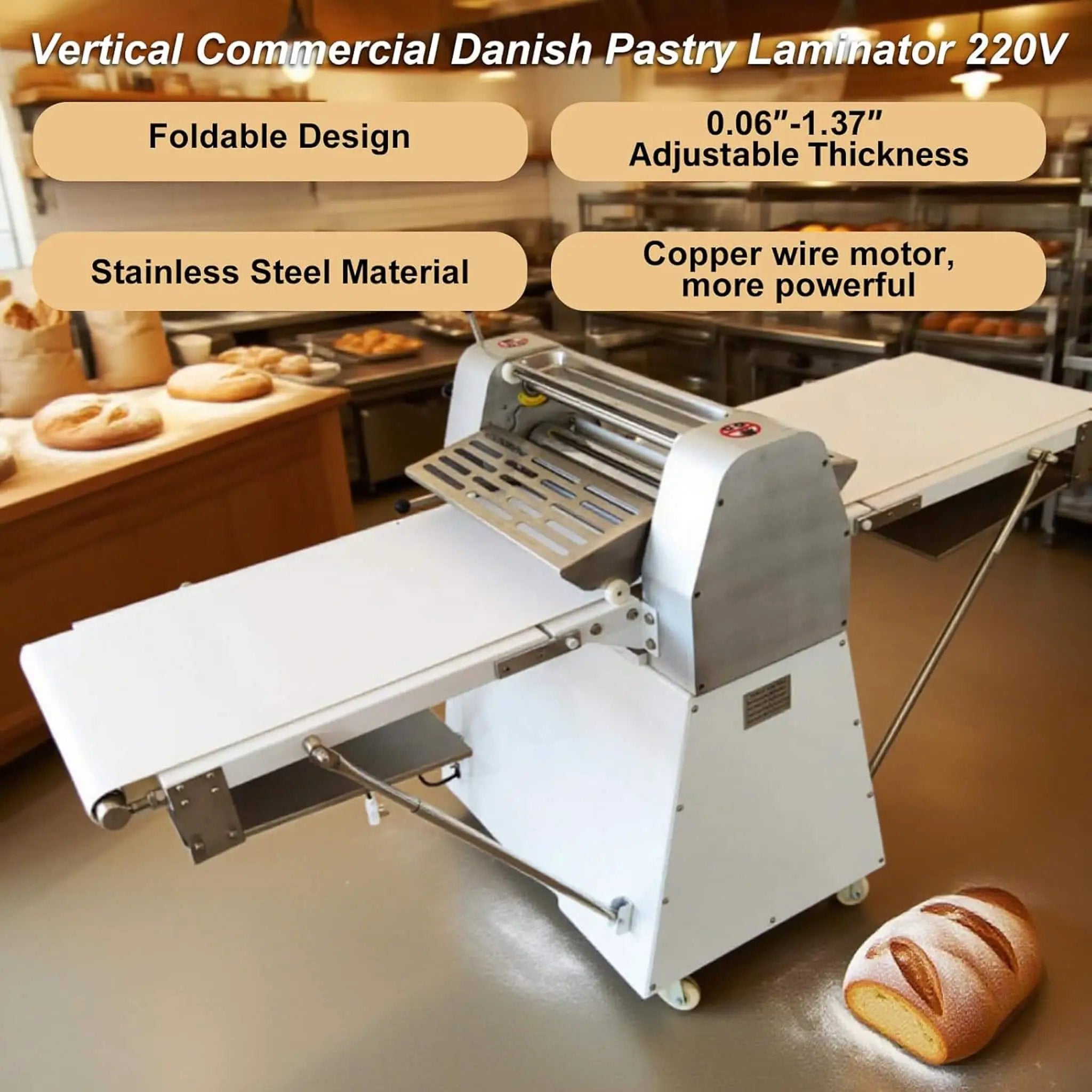 Heavy-Duty Commercial 220V Electric Dough Sheeter Machine With Adjustable Thickness (SAK17382) by SAKSBY WHOLESALE