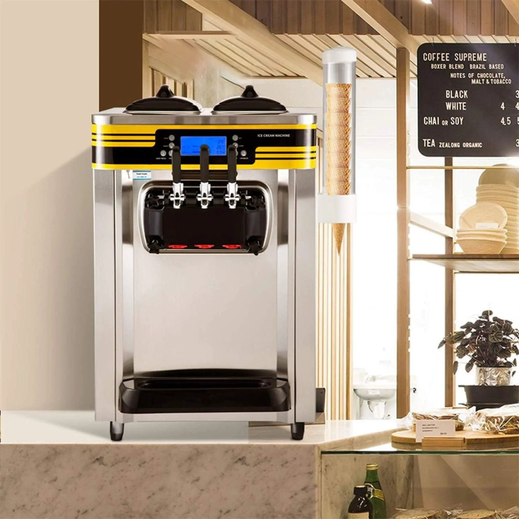 Heavy-Duty Commercial 3-Flavor 2350W Countertop Soft Serve Ice Cream Maker Machine (SAK63972) by SAKSBY WHOLESALE