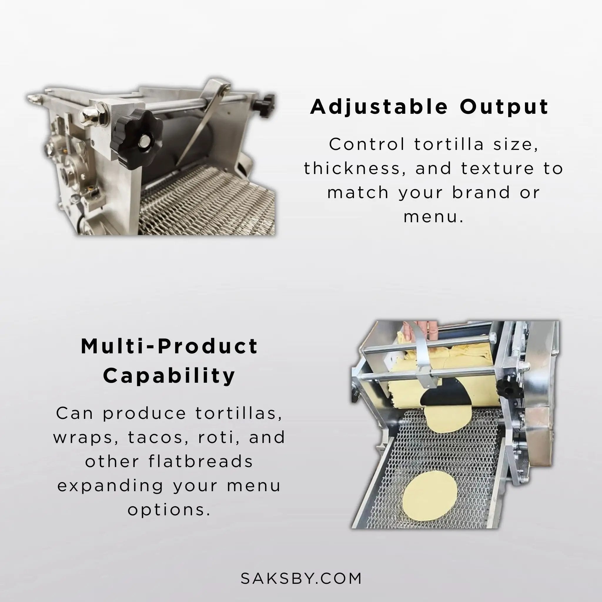 Heavy-Duty Commercial Automatic Corn Tortilla Making Machine (SAK60513) by SAKSBY WHOLESALE