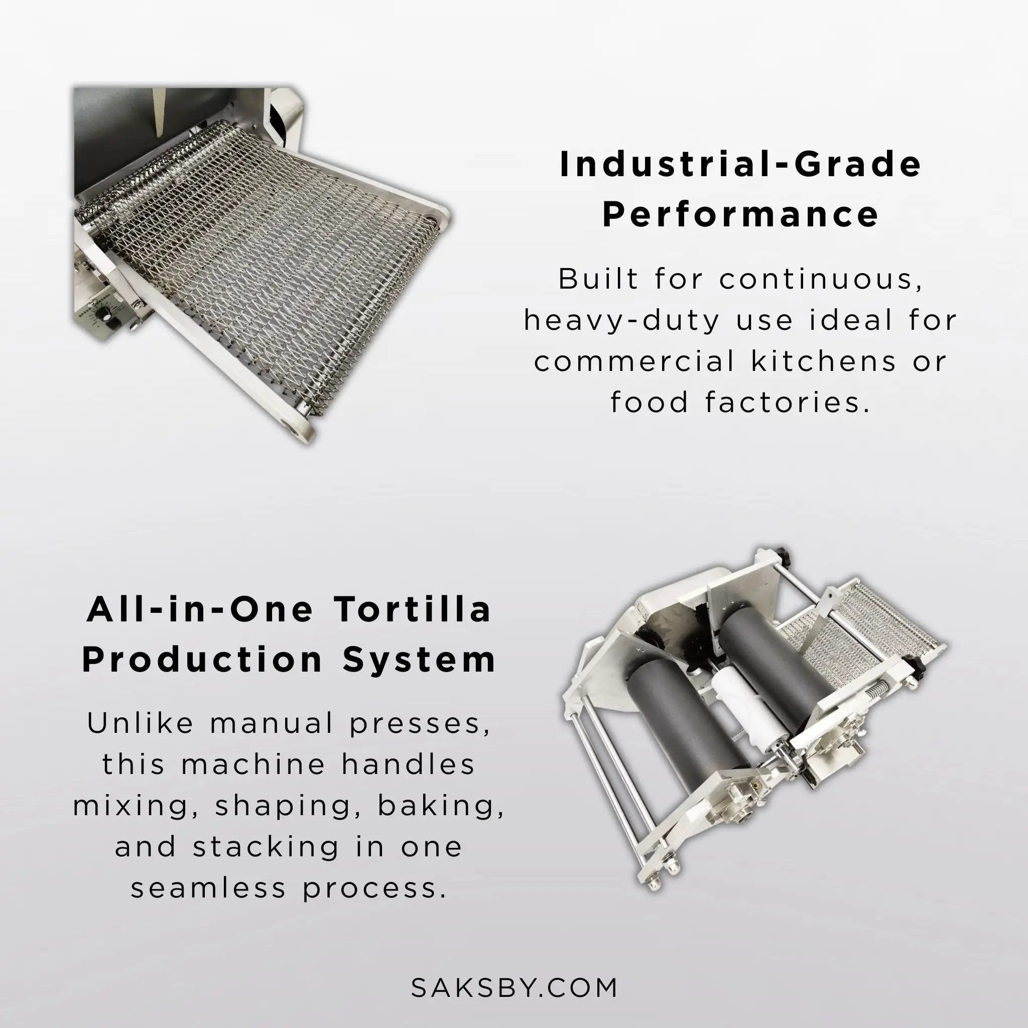 Heavy-Duty Commercial Automatic Corn Tortilla Making Machine (SAK60513) by SAKSBY WHOLESALE