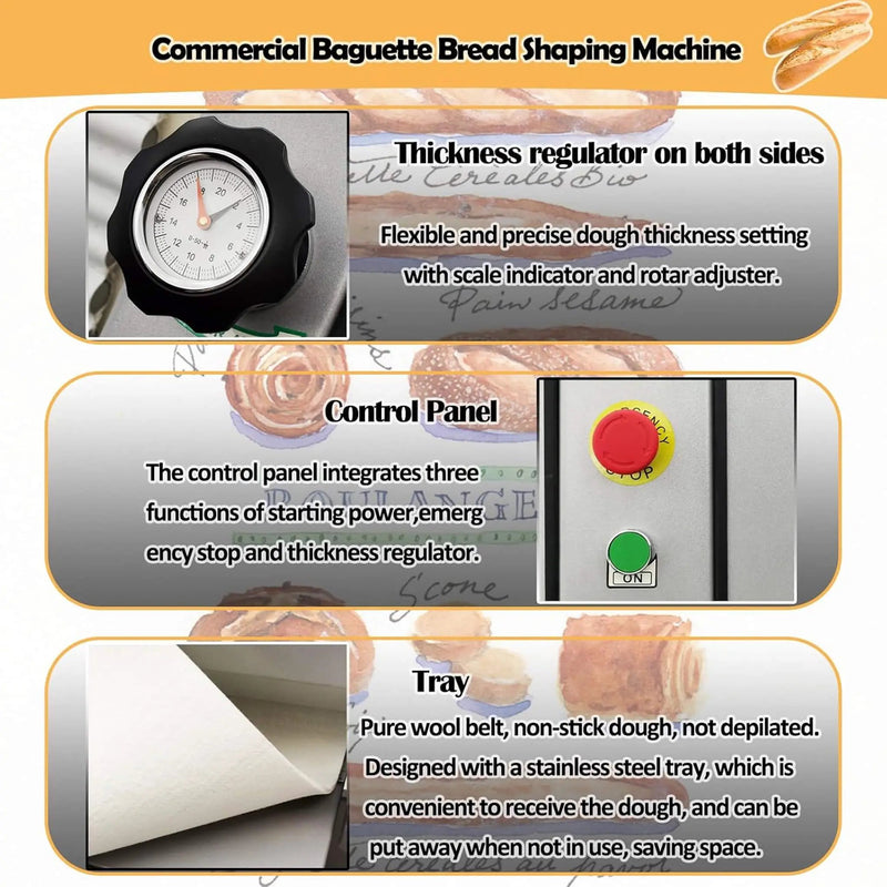 Heavy-Duty Commercial 110V Electric Baguette Bread Shaper Machine (SAK68176) by SAKSBY WHOLESALE