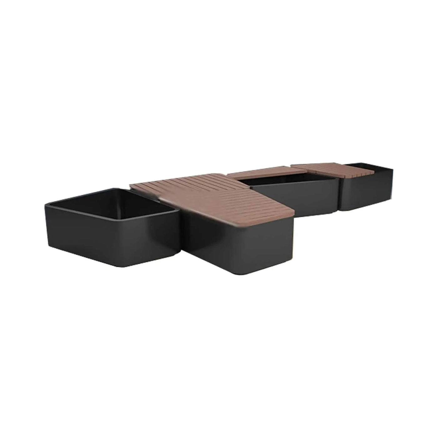 Heavy-Duty Commercial Outdoor Stainless Steel Bench With Wood Seat And Planter Box [Made-To-Order] (SAK41578) by SAKSBY WHOLESALE