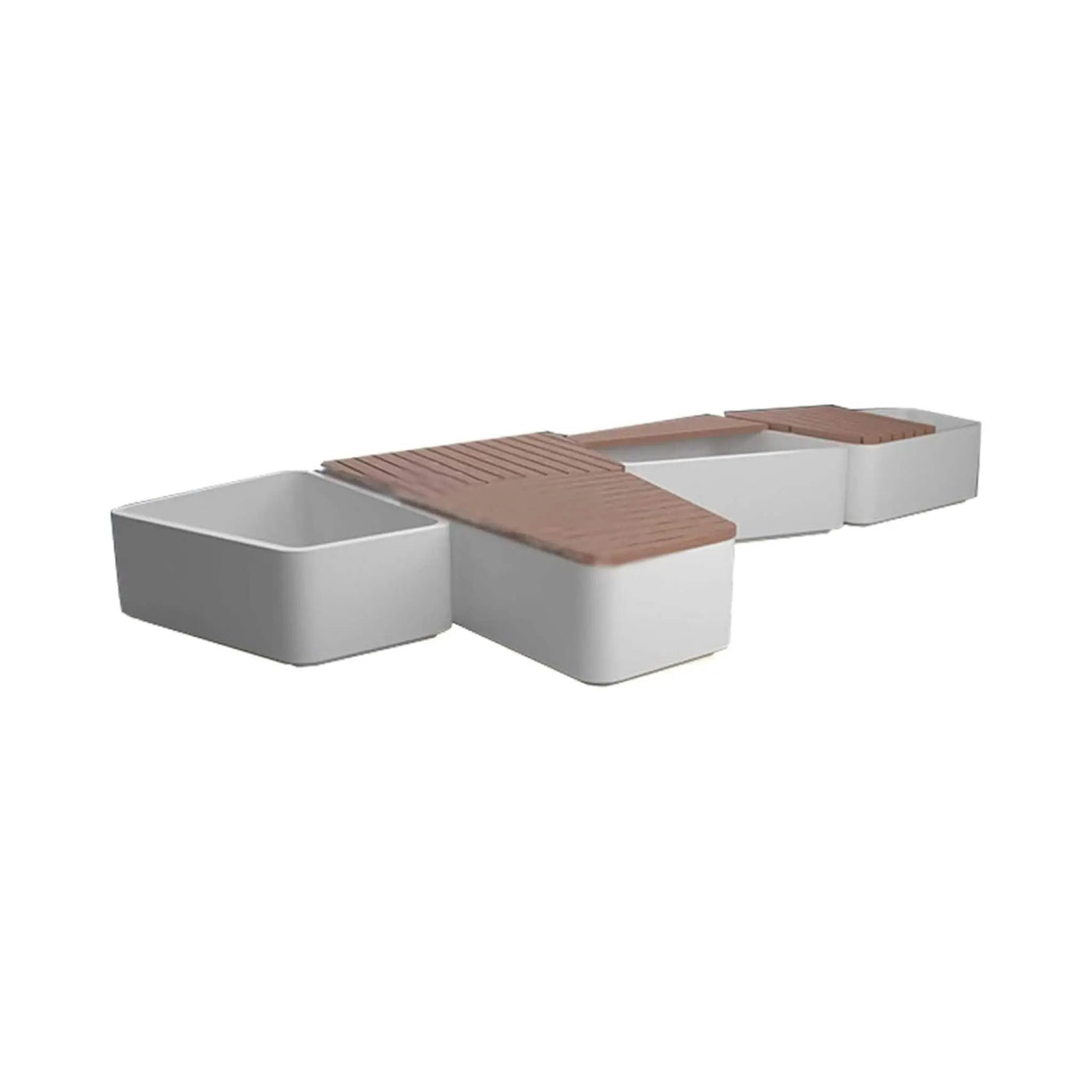 Heavy-Duty Commercial Outdoor Stainless Steel Bench With Wood Seat And Planter Box [Made-To-Order] (SAK41578) by SAKSBY WHOLESALE