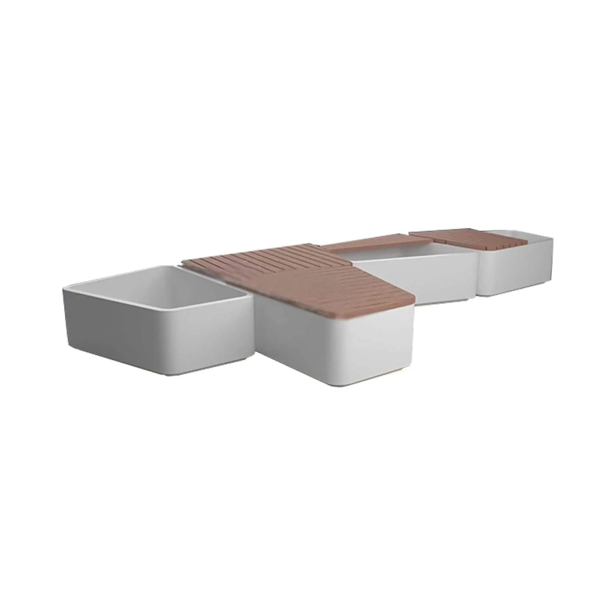 Heavy-Duty Commercial Outdoor Stainless Steel Bench With Wood Seat And Planter Box [Made-To-Order] (SAK41578) by SAKSBY WHOLESALE