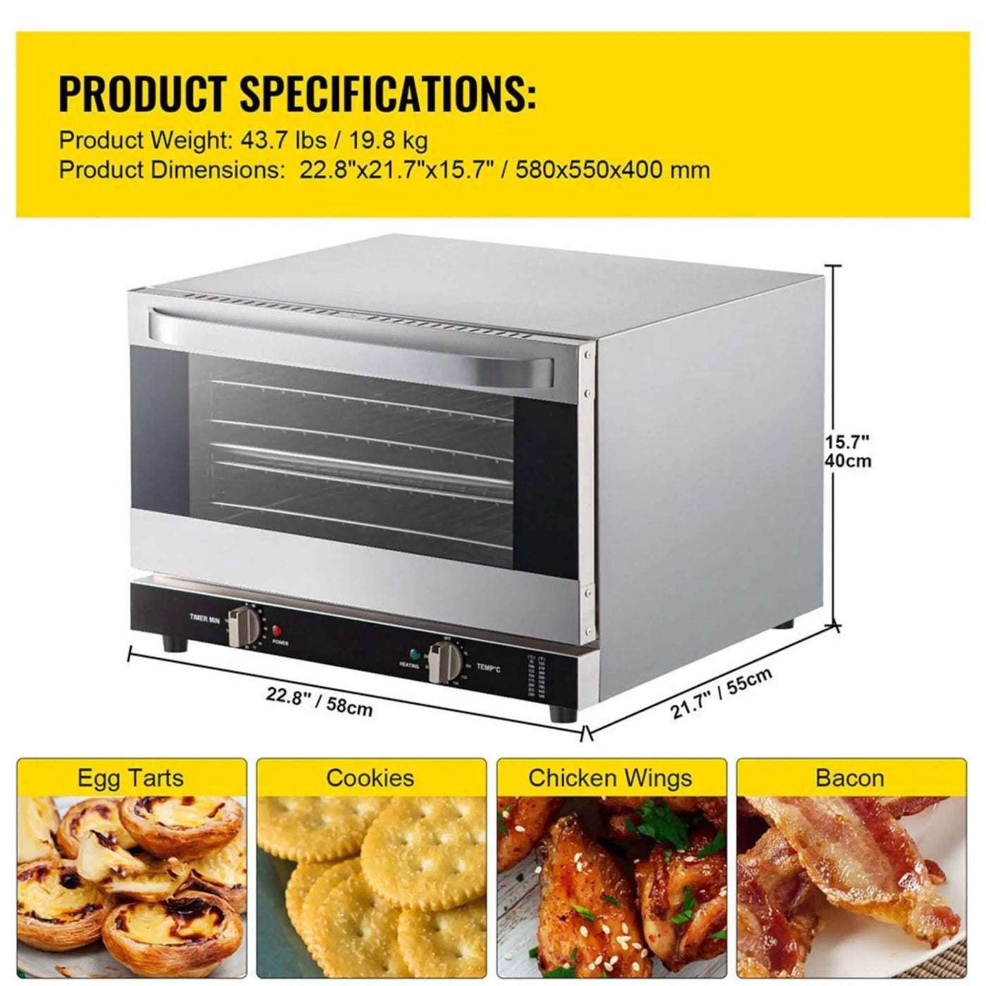 Heavy-Duty Commercial Stainless Steel Countertop Convection Toaster Oven (SAK51683) by SAKSBY WHOLESALE