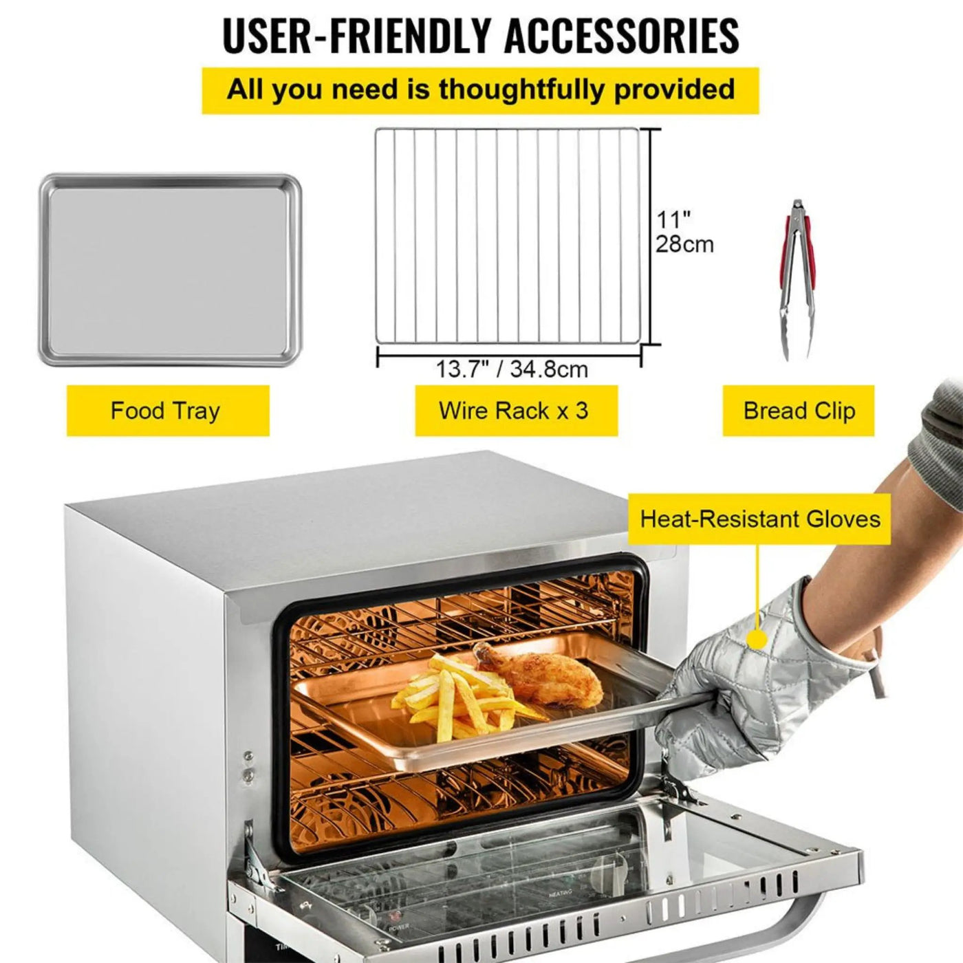 Heavy-Duty Commercial Stainless Steel Countertop Convection Toaster Oven (SAK51683) by SAKSBY WHOLESALE