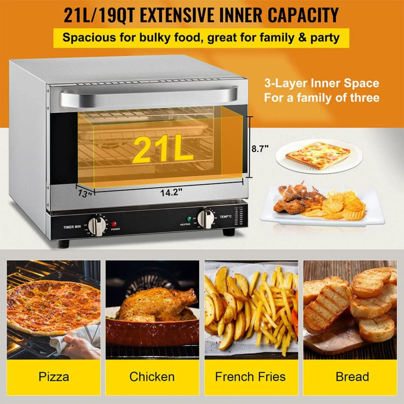 Heavy-Duty Commercial Stainless Steel Countertop Convection Toaster Oven (SAK51683) by SAKSBY WHOLESALE