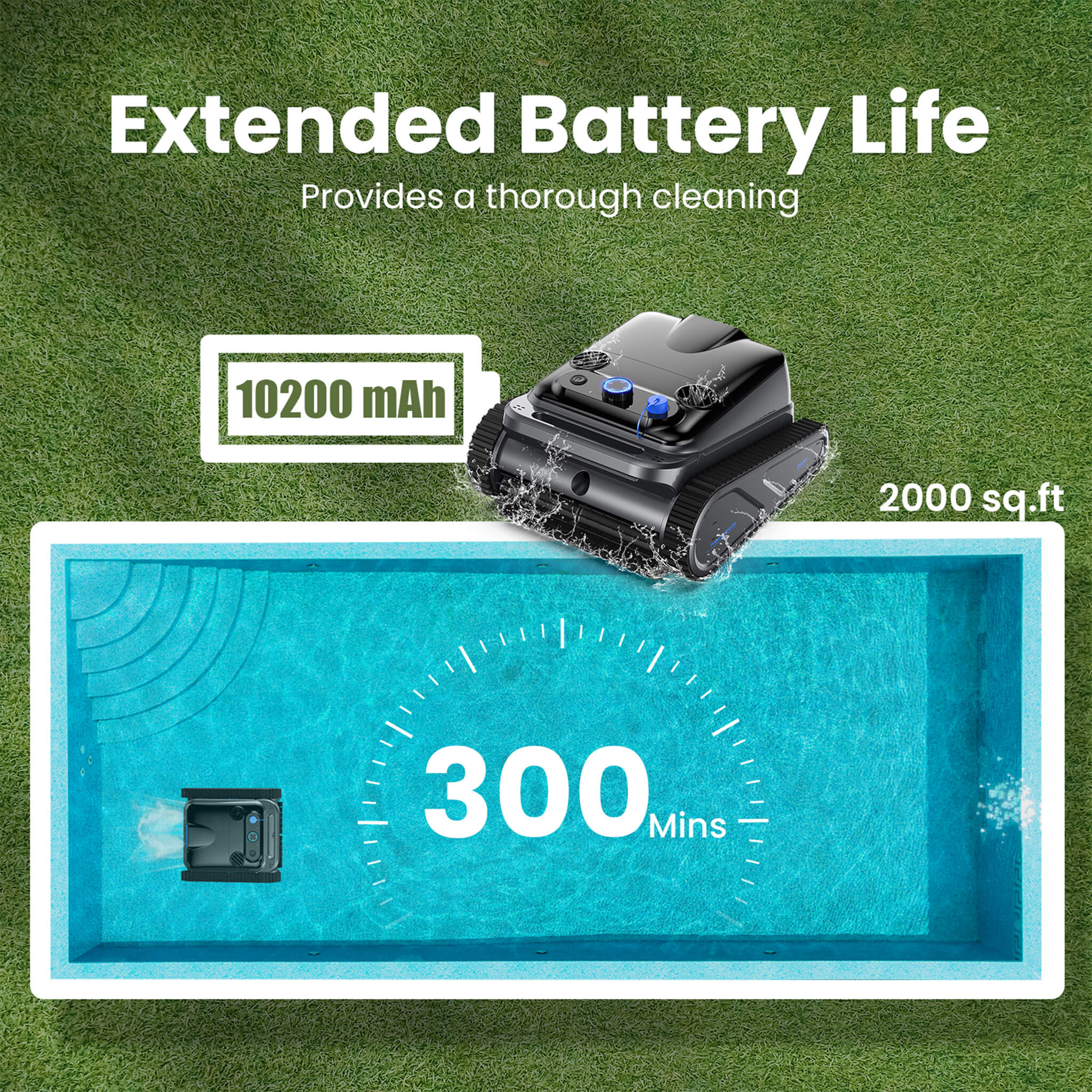 Heavy-Duty Cordless Wall Climbing Robotic Pool Vacuum Cleaner (SAK80239) by SAKSBY WHOLESALE